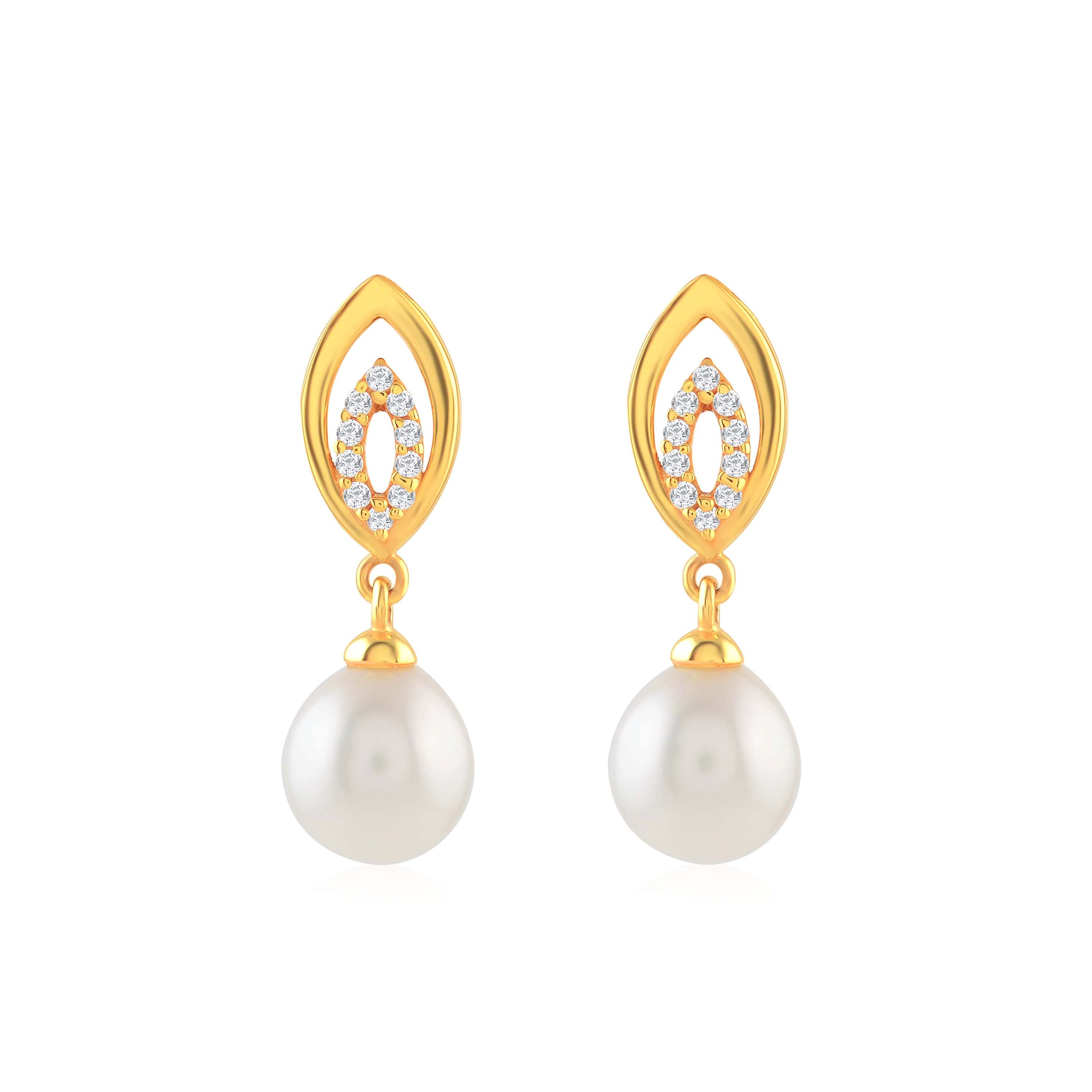 Flawless Leaf Pattern Pearl Dangler Earrings - Krishna Jewellers Pearls and Gems