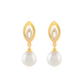 Flawless Leaf Pattern Pearl Dangler Earrings
