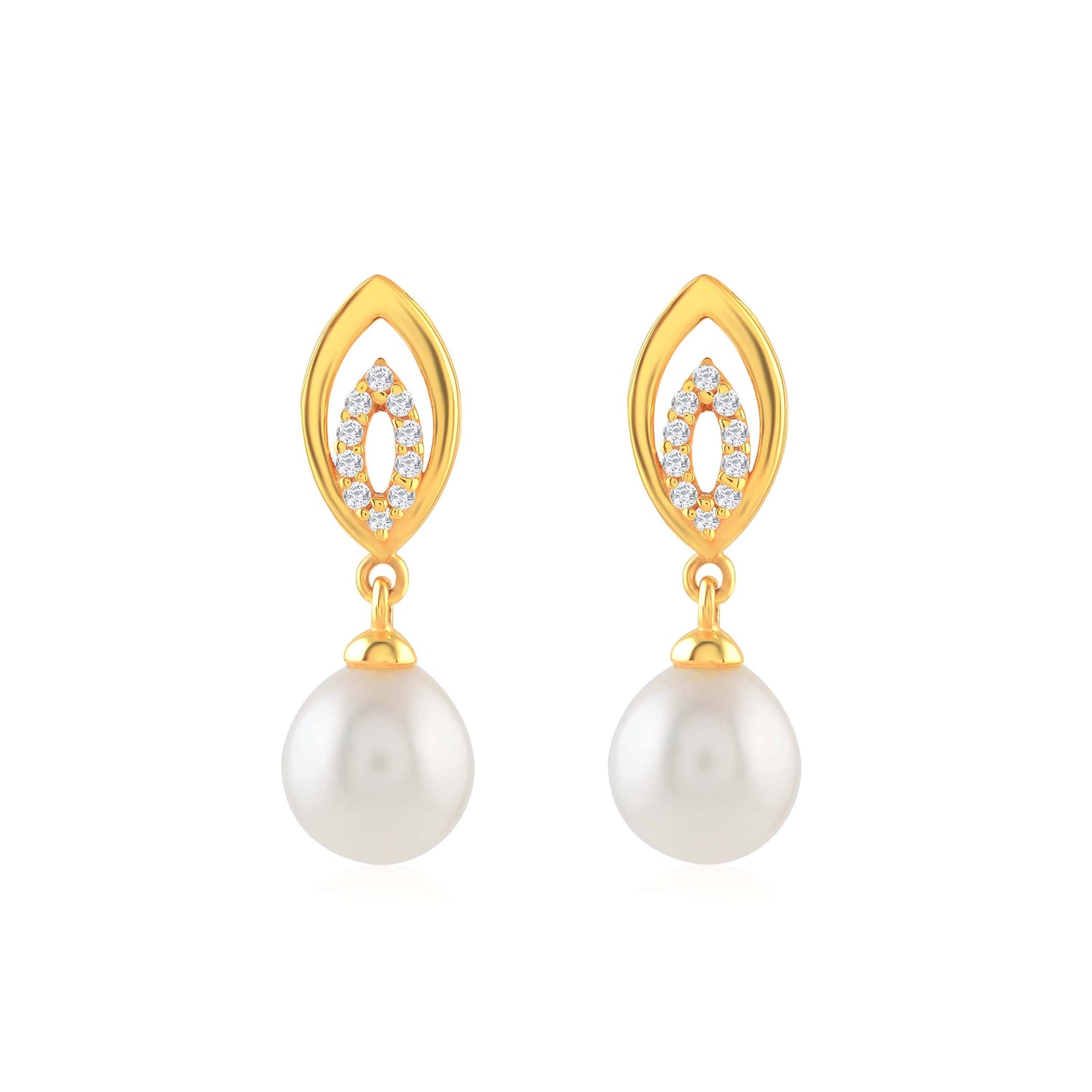 Flawless Leaf Pattern Pearl Dangler Earrings - Krishna Jewellers Pearls and Gems