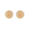 Ivory Bloom Pearl Stud Earrings (Handcrafted Freshwater Pearl Stud Earrings)