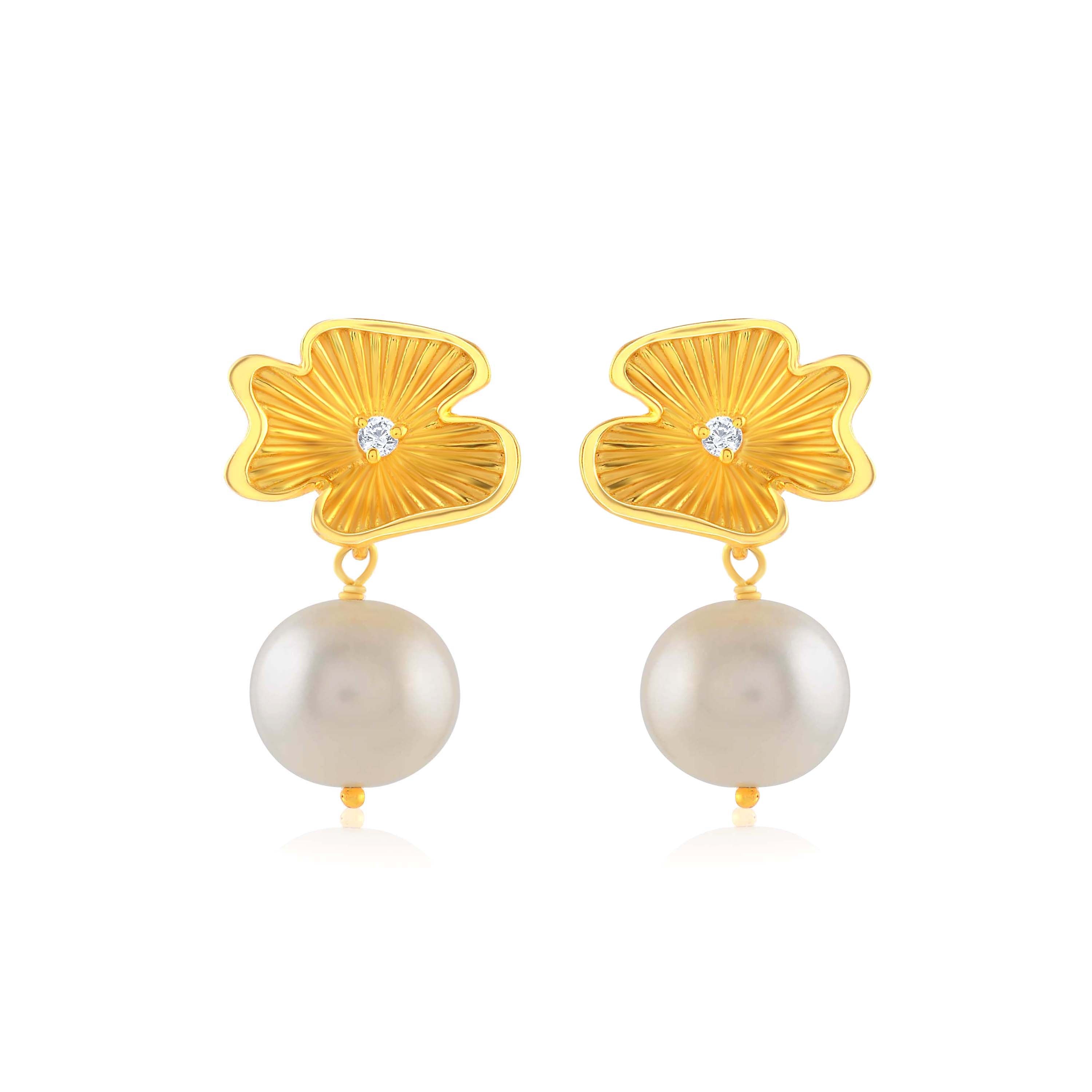 Gold Plated Pearl dangler Earring - Krishna Jewellers Pearls and Gems