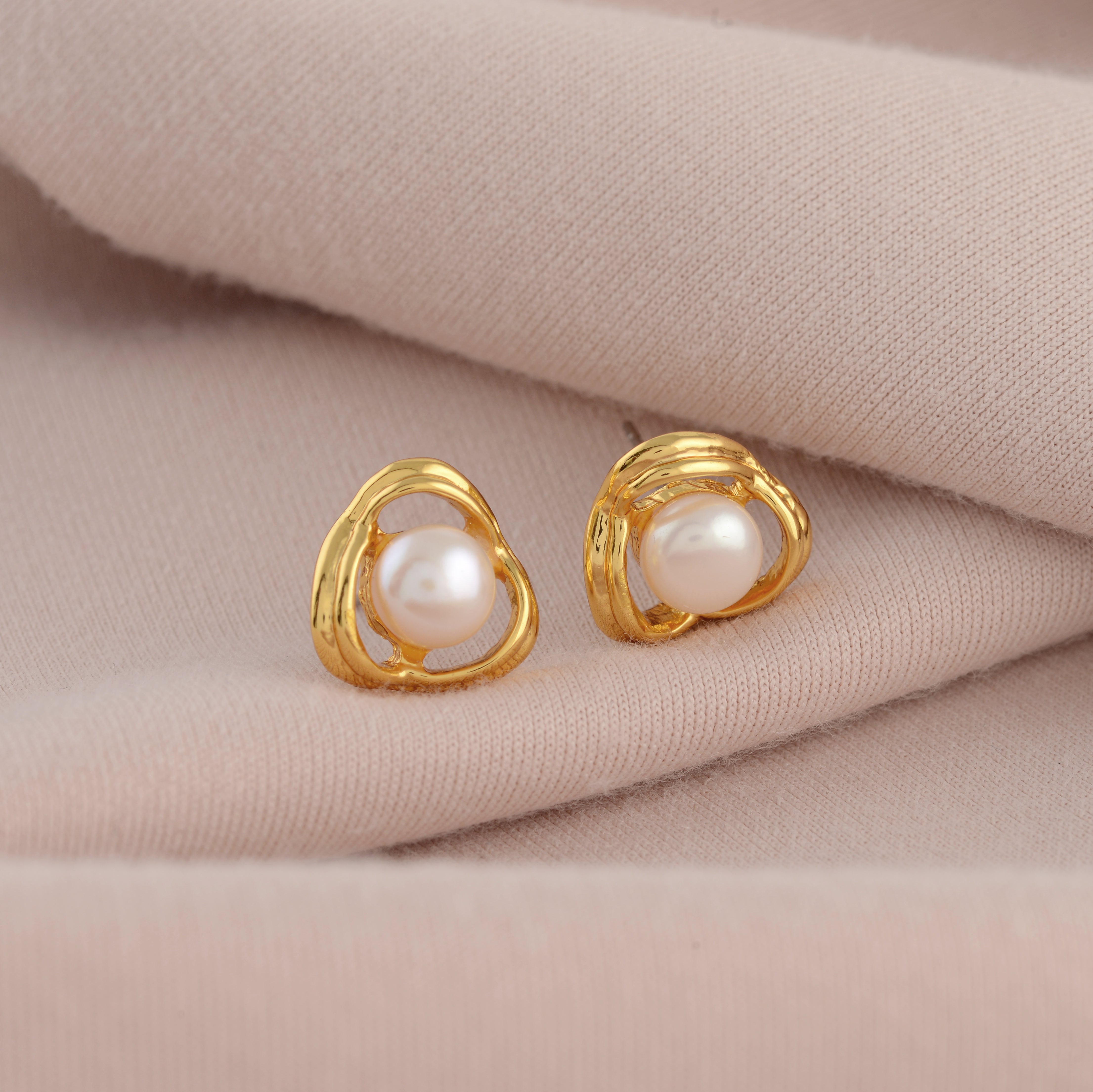 Graceful Freshwater Pearl Fancy Stud Earrings - Krishna Jewellers Pearls and Gems