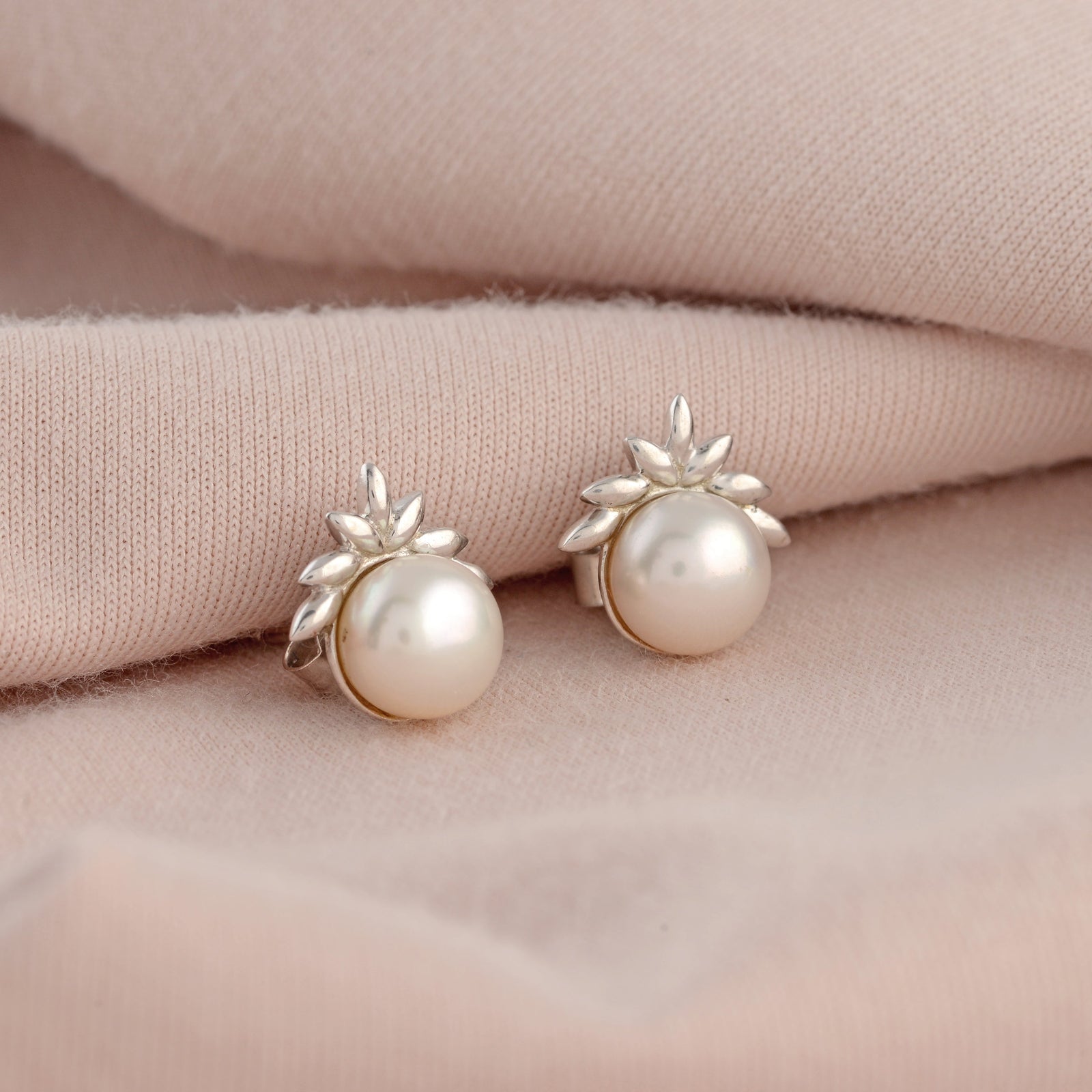 Sparkling Button Pearls Adorned With AAA CZ Stones - Krishna Jewellers Pearls and Gems