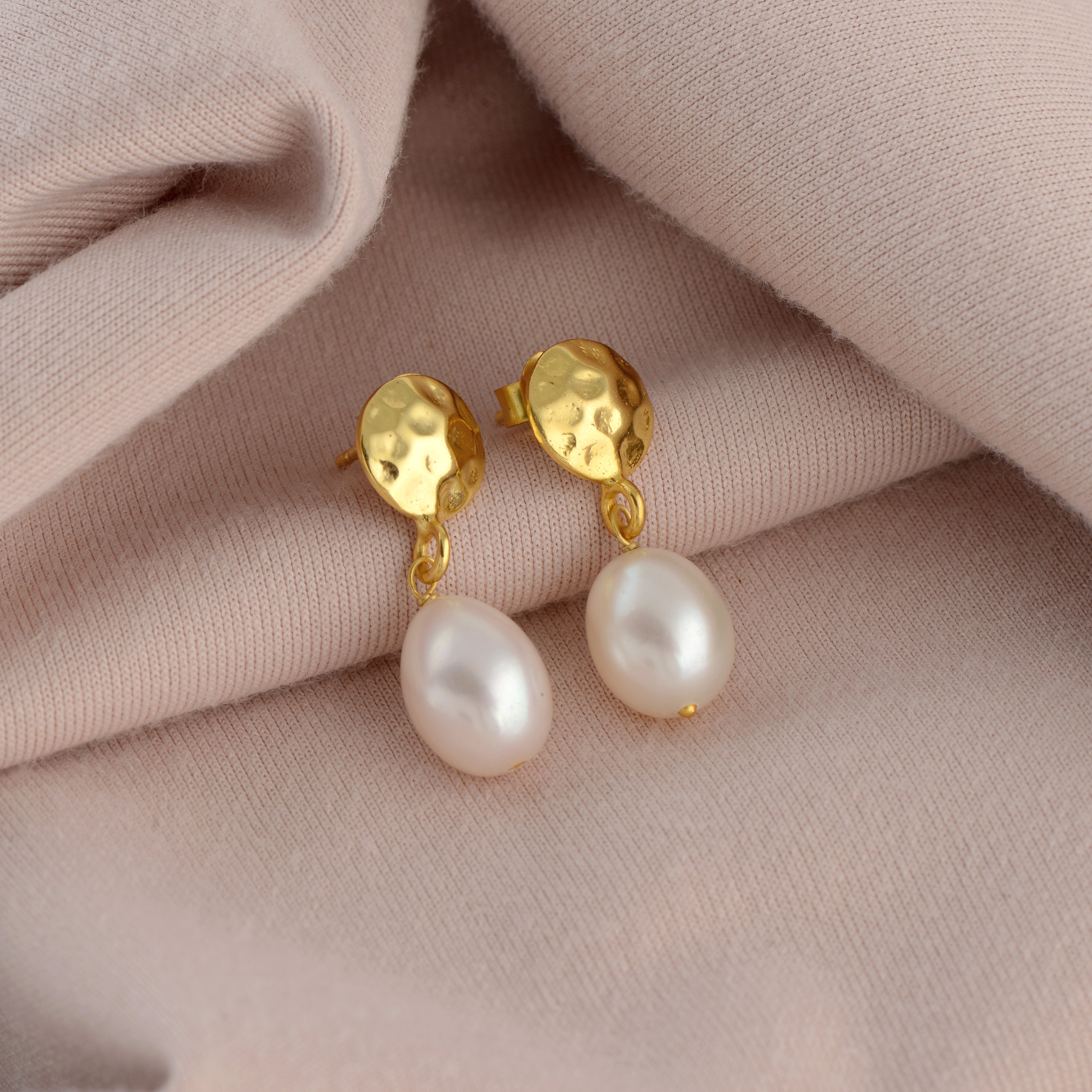 Coin-style Pearl Studs Danglers - Krishna Jewellers Pearls and Gems