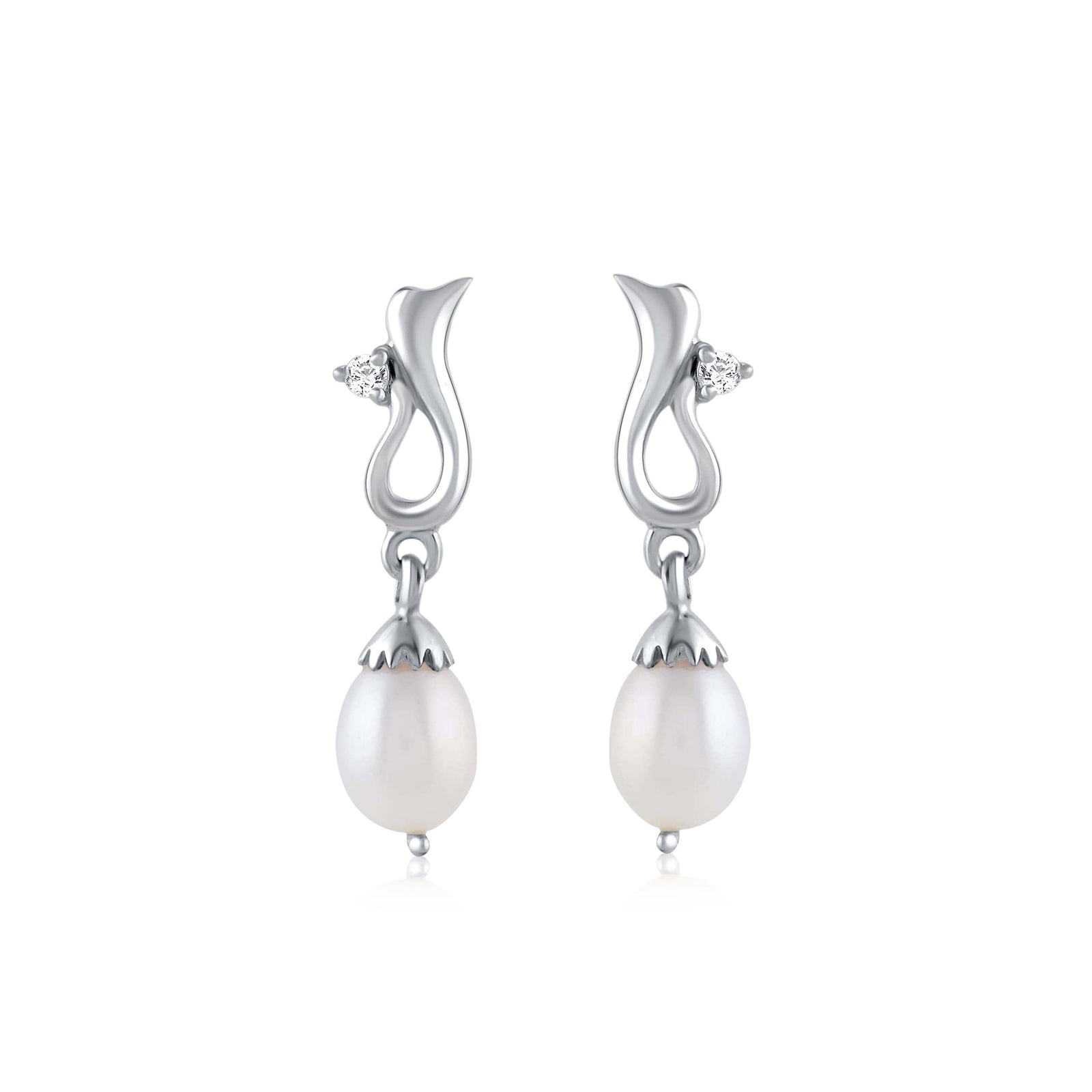 Lustrous Essence: Freshwater Pearl Drop Earrings - Krishna Jewellers Pearls and Gems