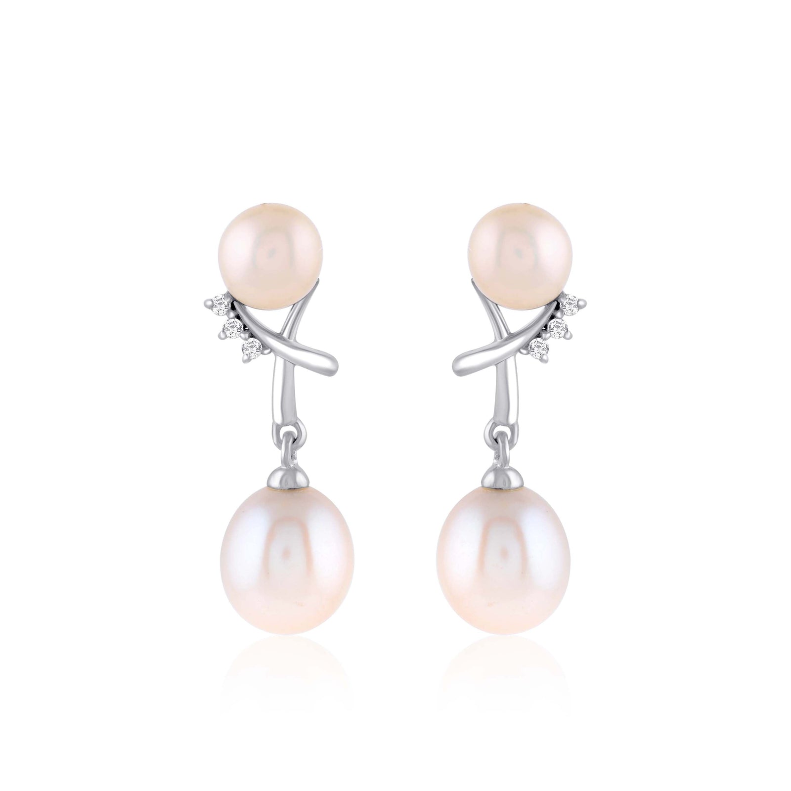 Timeless Elegance: Sterling Silver Pearl Drop Earrings - Krishna Jewellers Pearls and Gems