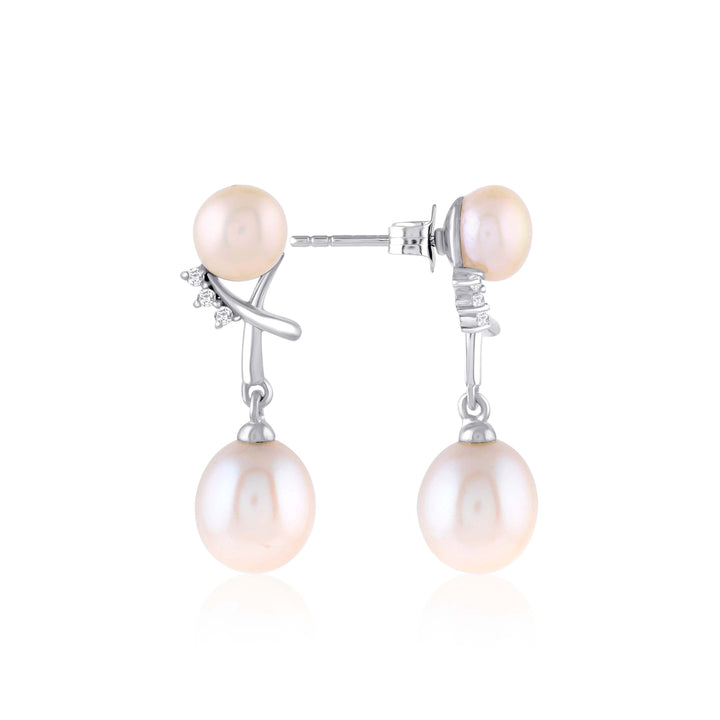 Timeless Elegance: Sterling Silver Pearl Drop Earrings - Krishna Jewellers Pearls and Gems