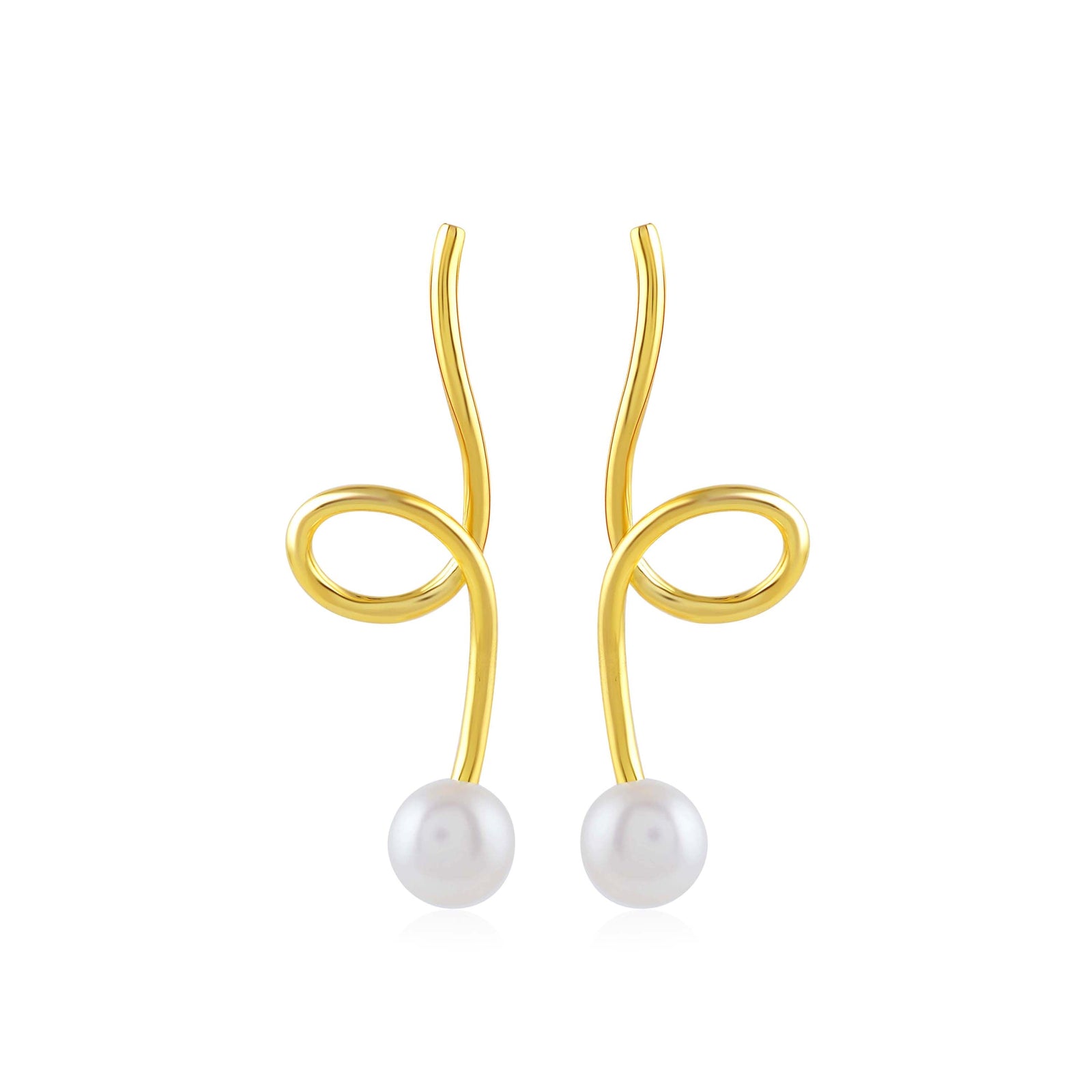 Pearl Earrings with Yellow Gold Polish - Krishna Jewellers Pearls and Gems