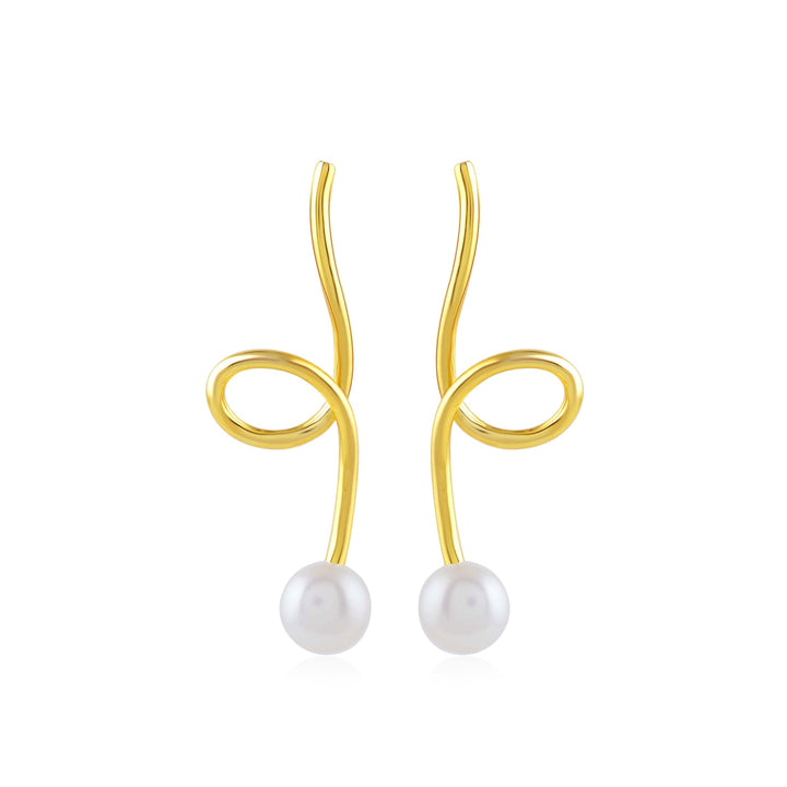 Pearl Earrings with Yellow Gold Polish - Krishna Jewellers Pearls and Gems