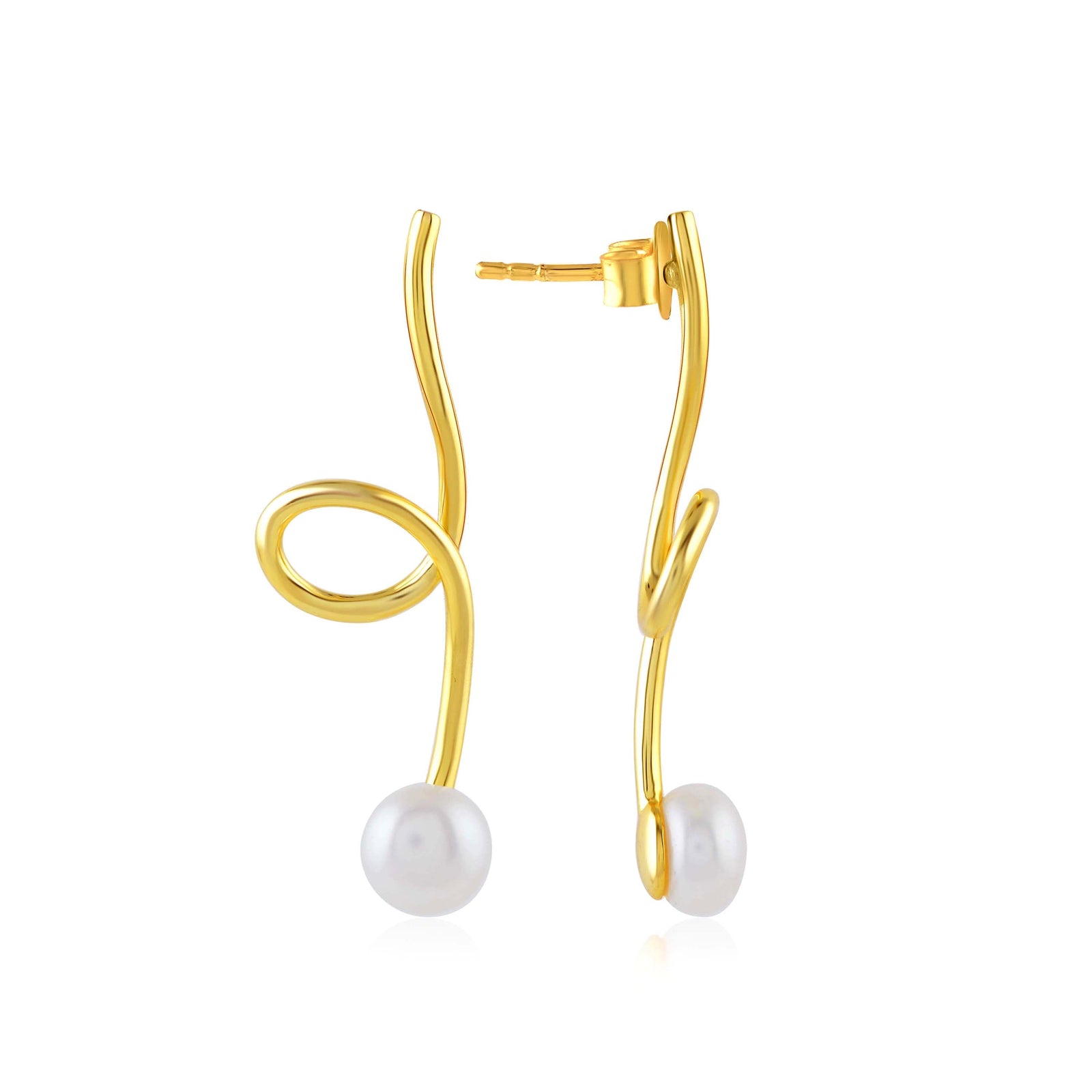 Pearl Earrings with Yellow Gold Polish - Krishna Jewellers Pearls and Gems