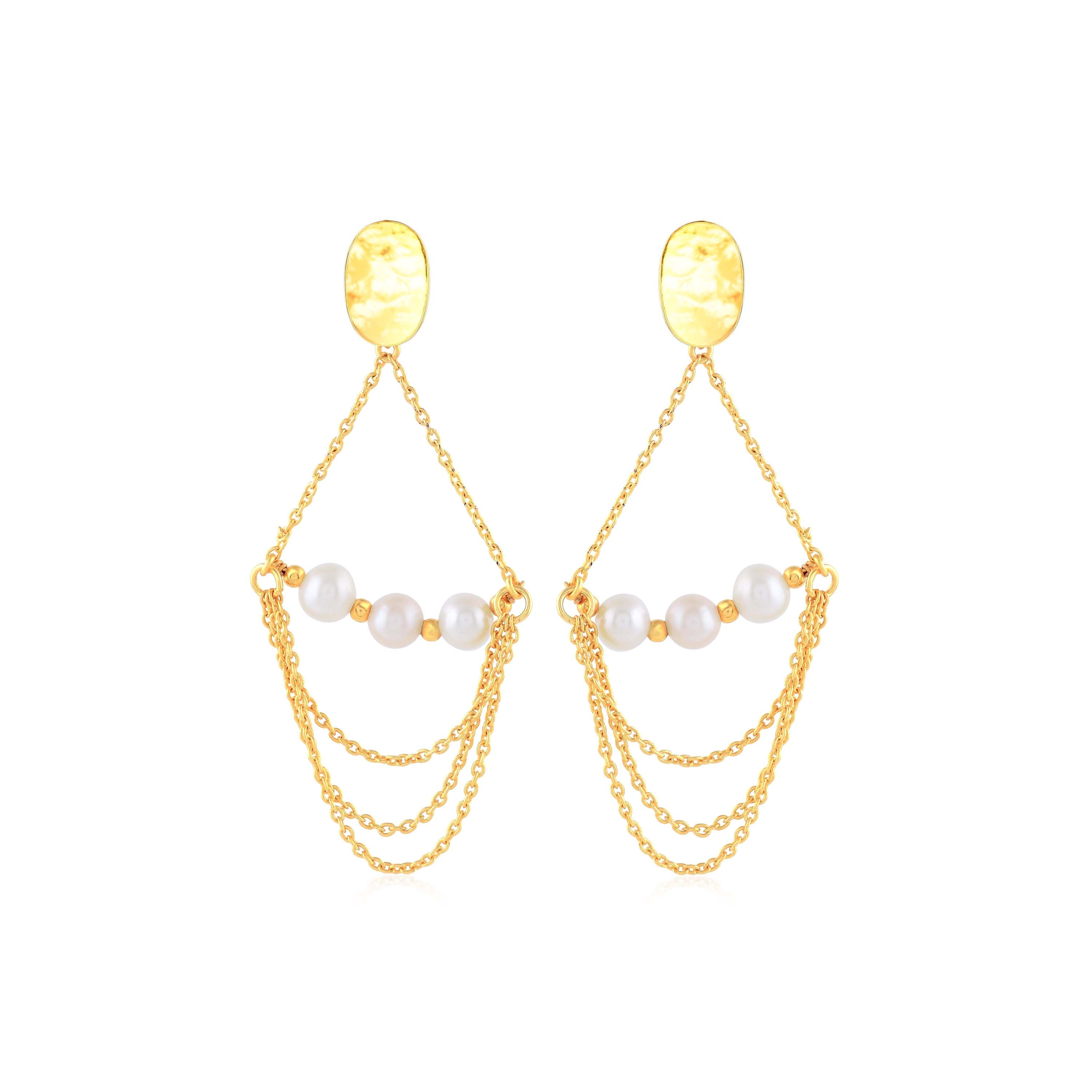 Gold-threaded Pearl Dangler Earrings – A Luxurious Statement - Krishna Jewellers Pearls and Gems