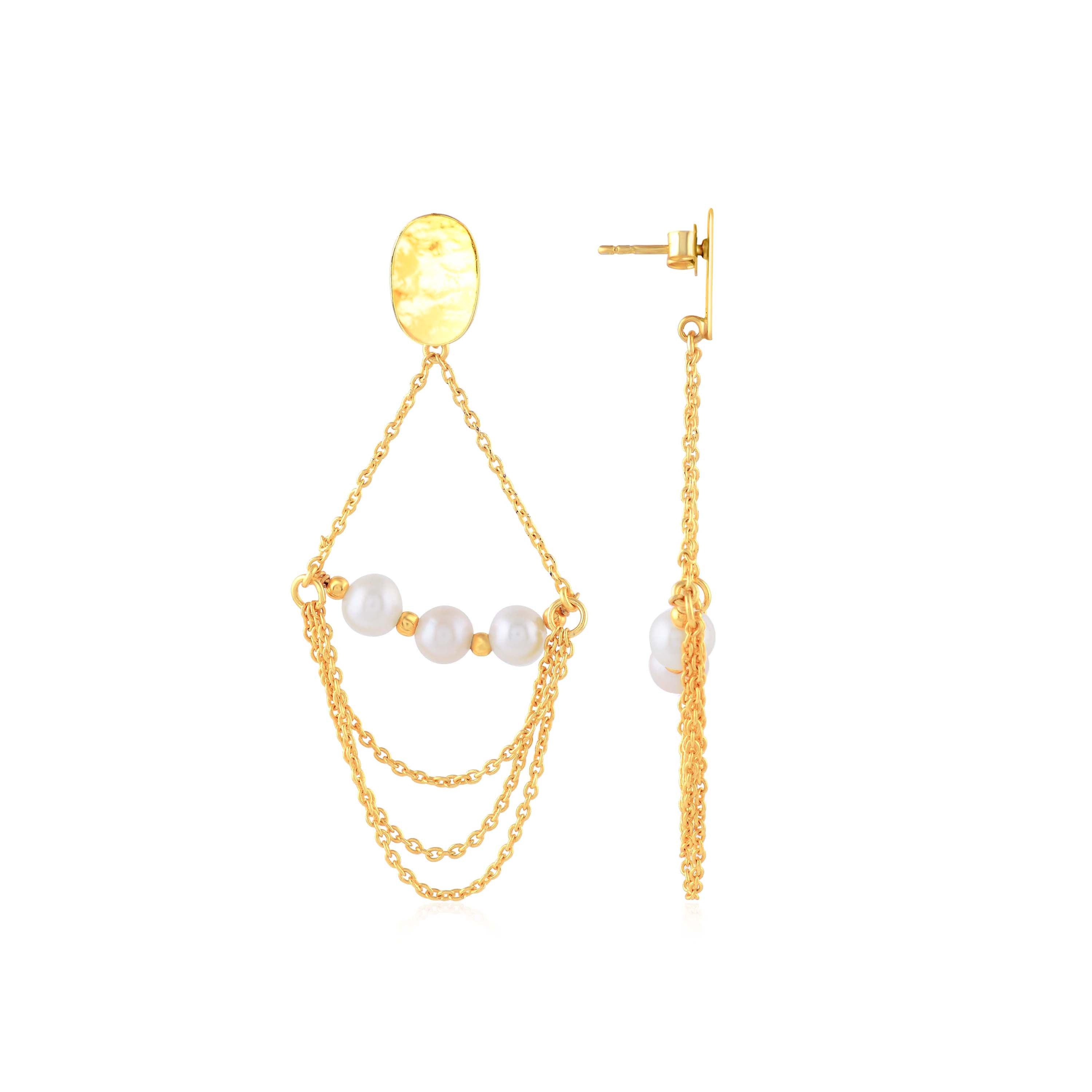 Gold-threaded Pearl Dangler Earrings – A Luxurious Statement - Krishna Jewellers Pearls and Gems