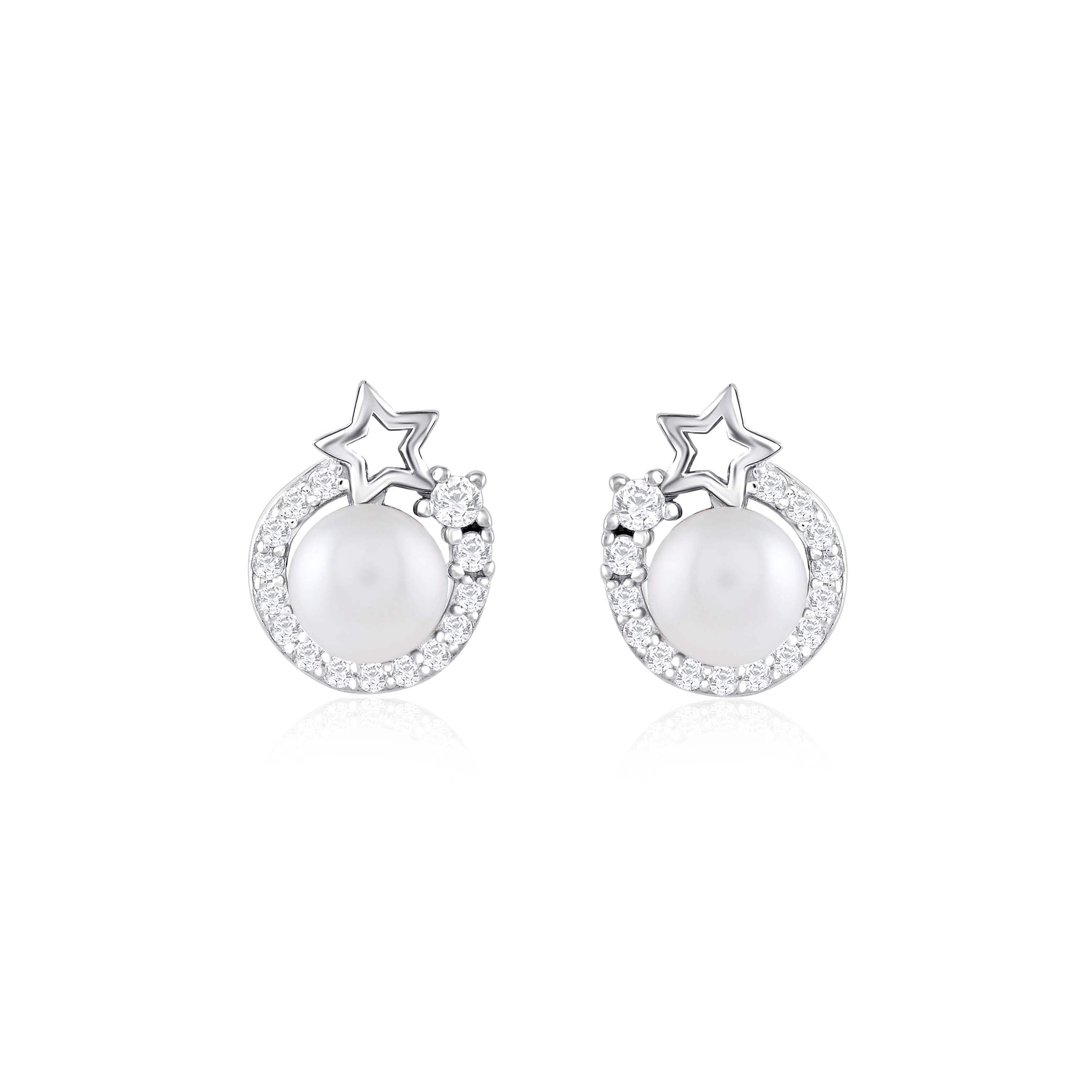 Button Pearl Studs In Captivating Star Designs - Krishna Jewellers Pearls and Gems
