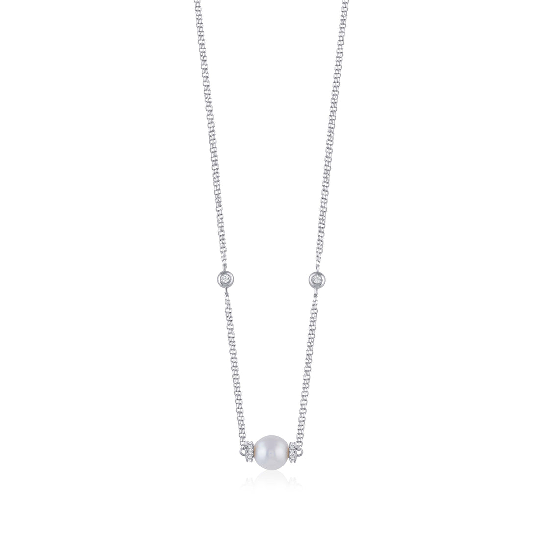 Sterling Silver Round Fresh Water Pearl Beaded Chain Necklace - Krishna Jewellers Pearls and Gems