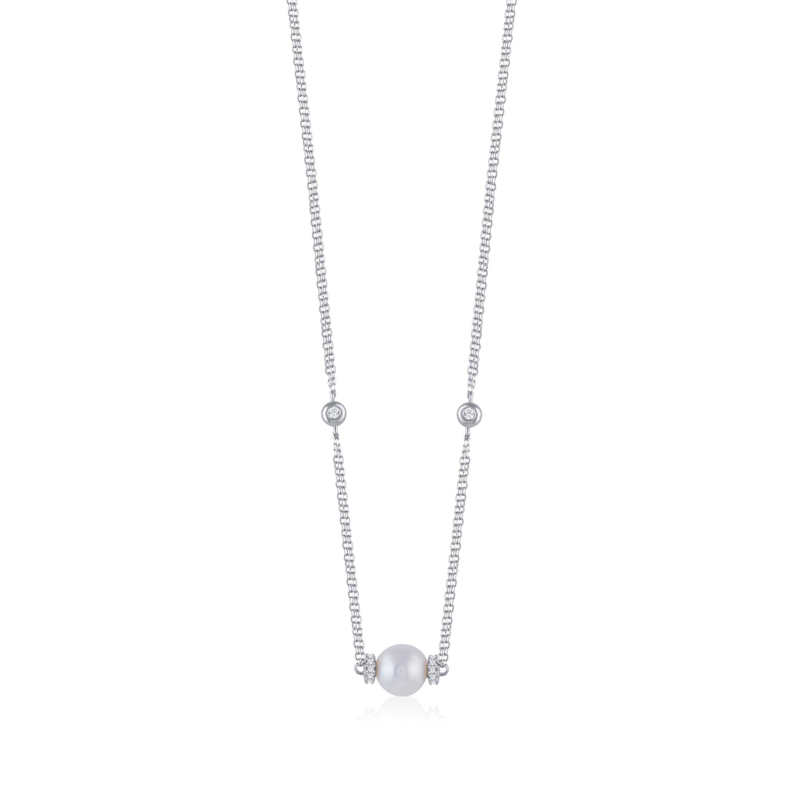 Sterling Silver Round Fresh Water Pearl Beaded Chain Necklace - Krishna Jewellers Pearls and Gems
