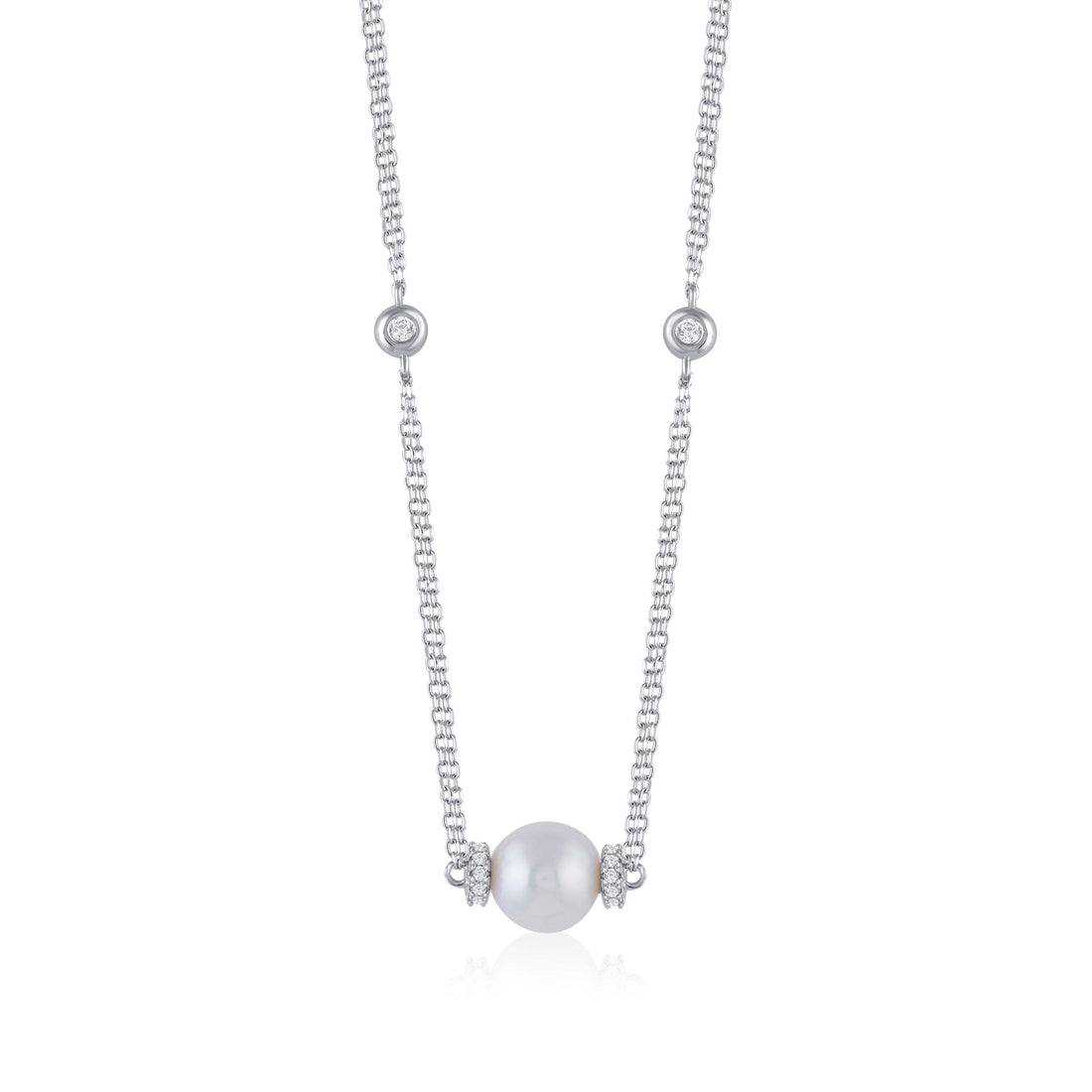 Sterling Silver Round Fresh Water Pearl Beaded Chain Necklace - Krishna Jewellers Pearls and Gems