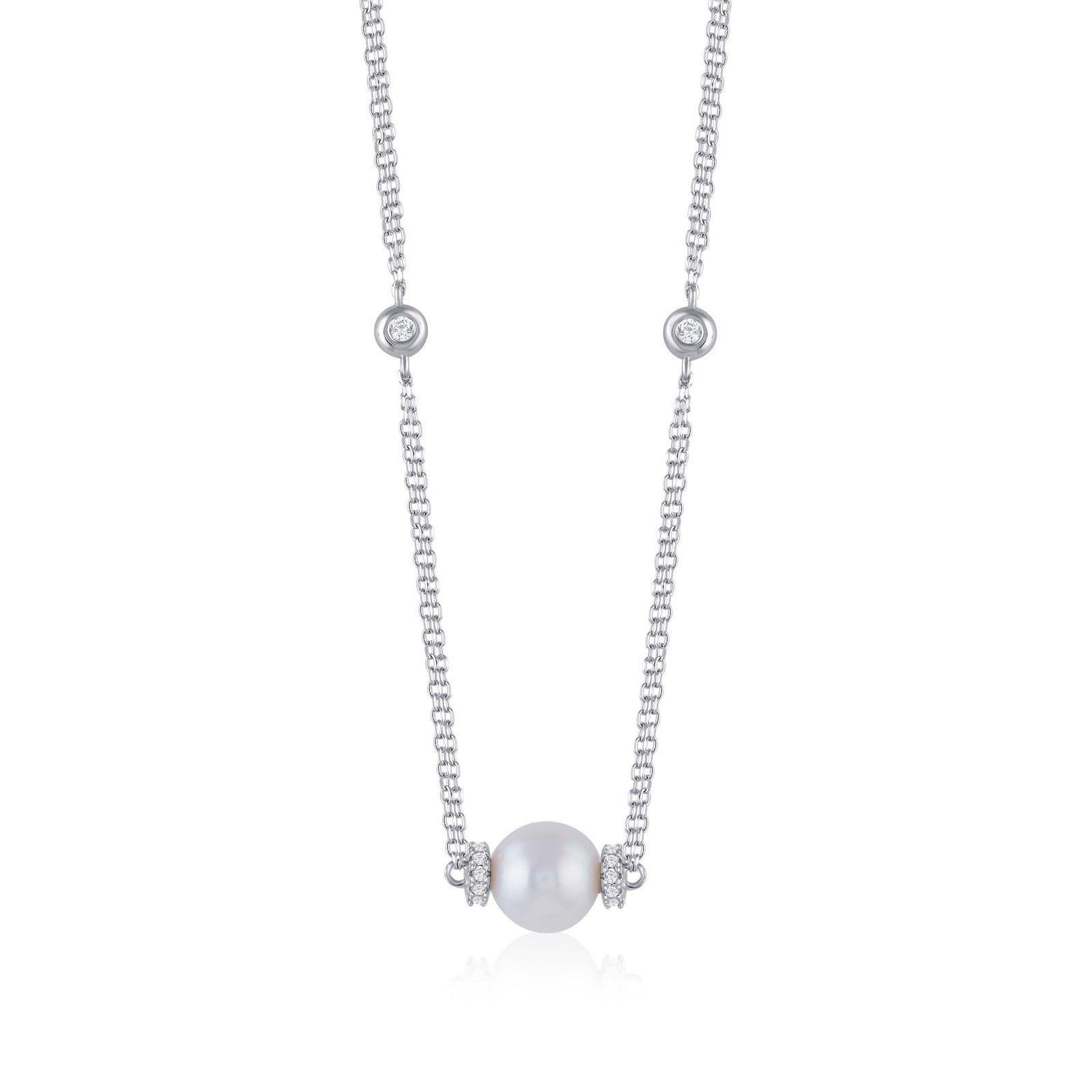 Sterling Silver Round Fresh Water Pearl Beaded Chain Necklace - Krishna Jewellers Pearls and Gems