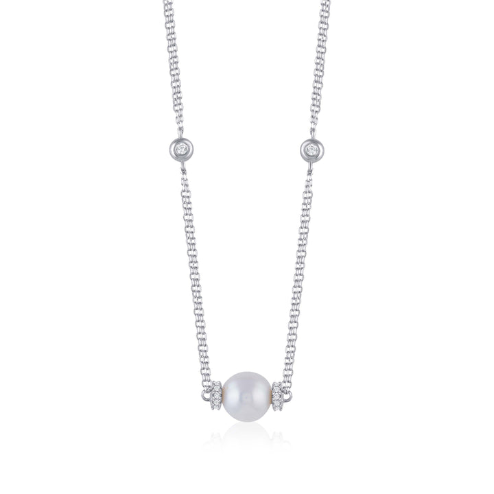 Sterling Silver Round Fresh Water Pearl Beaded Chain Necklace - Krishna Jewellers Pearls and Gems