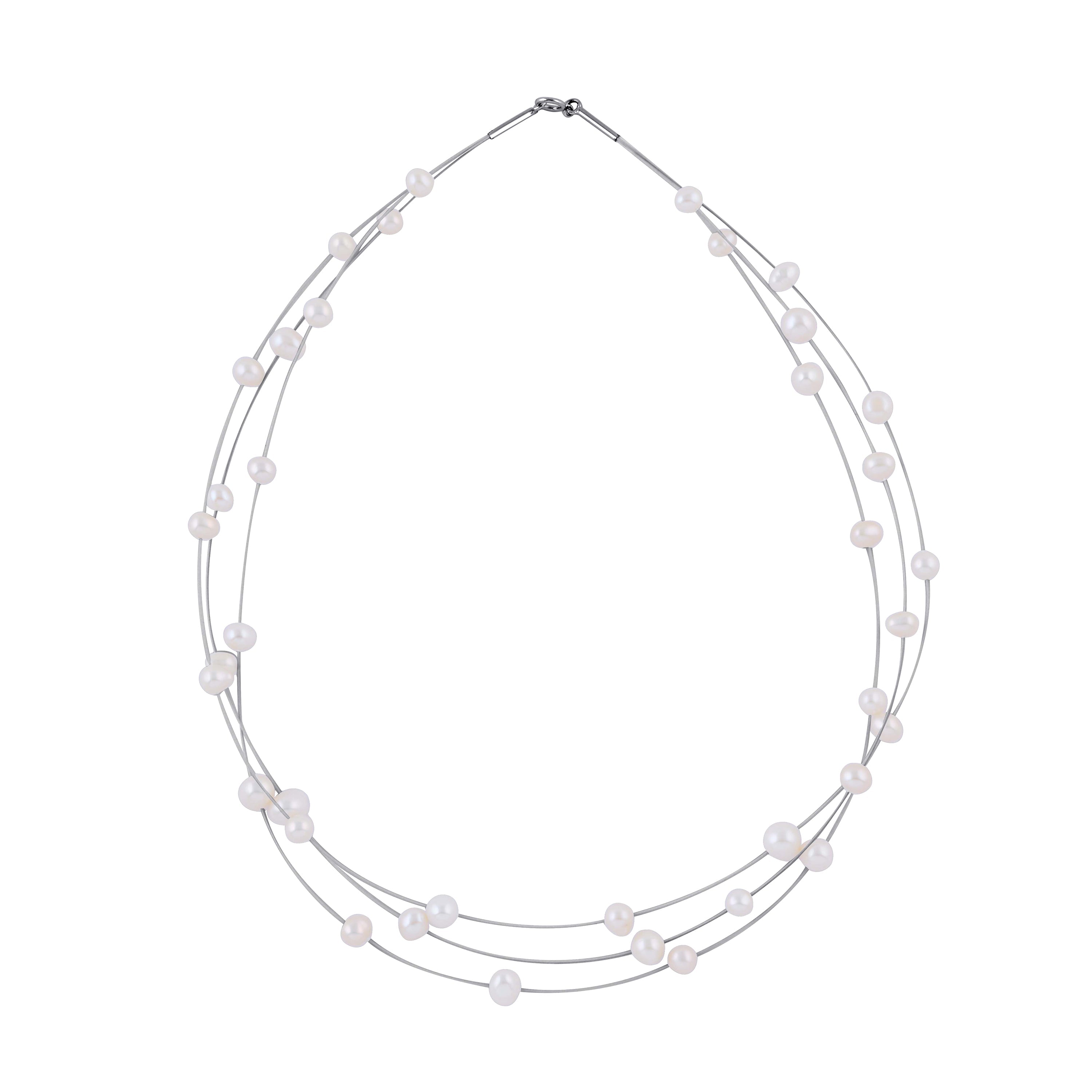 Classic Station Necklace With Freshwater Pearls - Krishna Jewellers Pearls and Gems