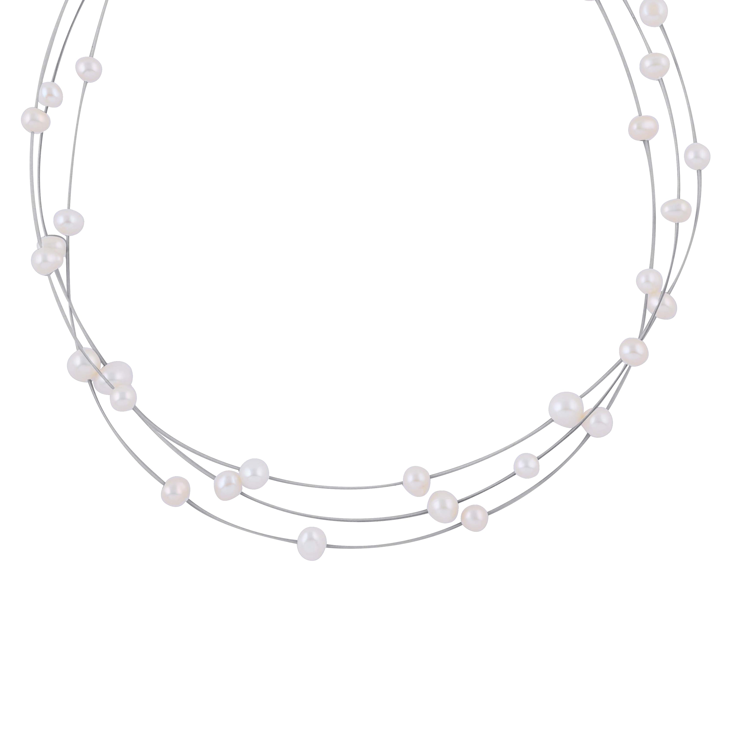 Classic Station Necklace With Freshwater Pearls - Krishna Jewellers Pearls and Gems