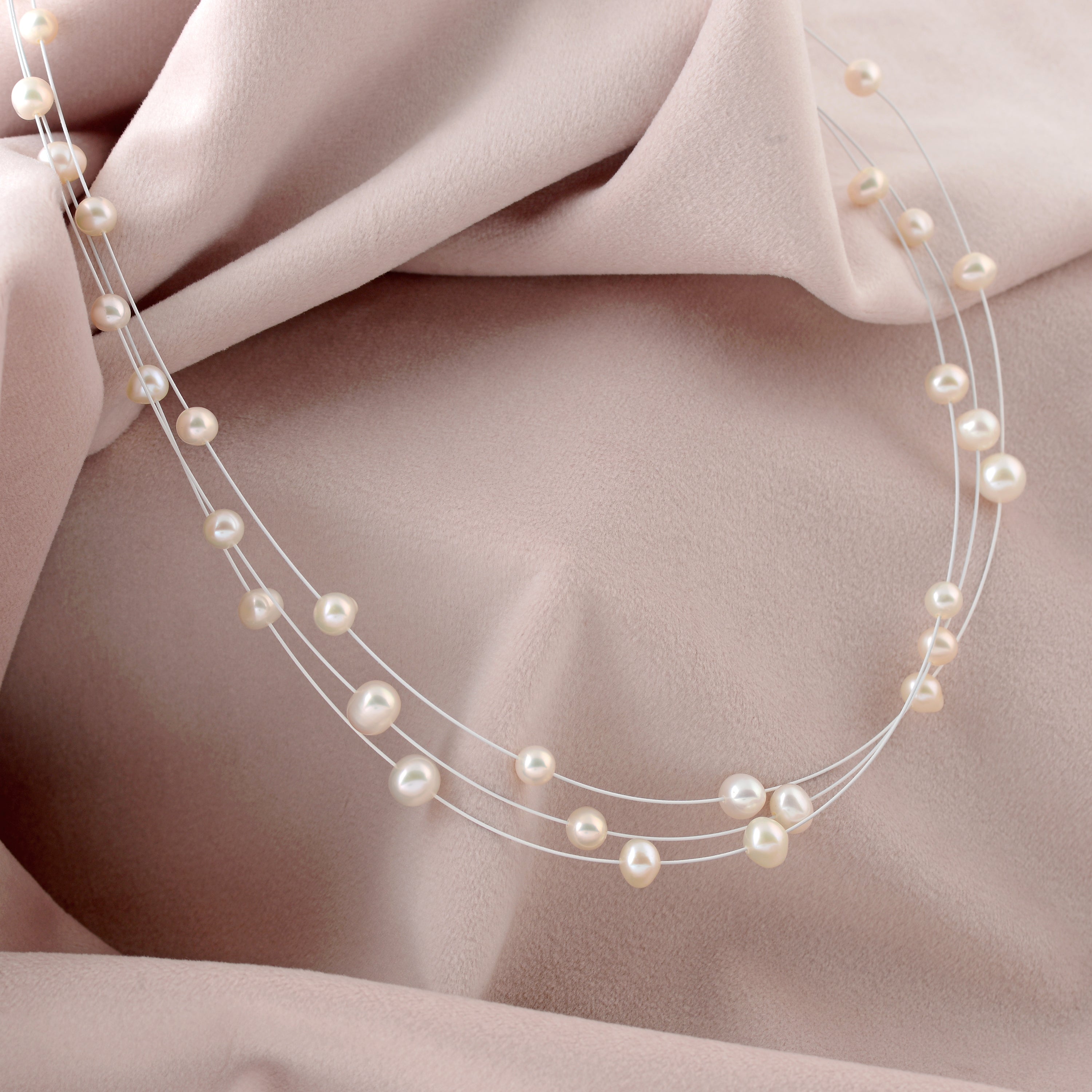 Classic Station Necklace With Freshwater Pearls - Krishna Jewellers Pearls and Gems