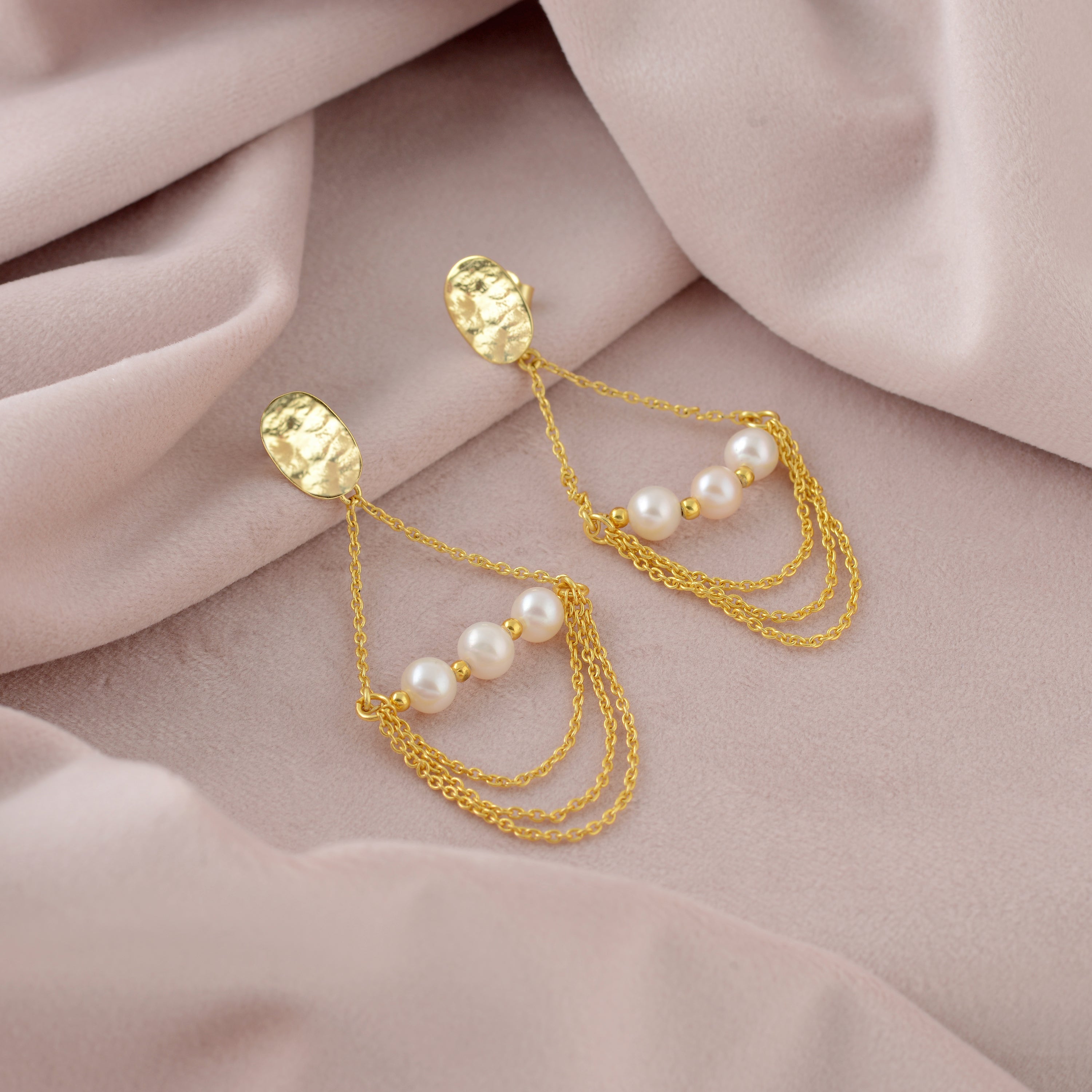 Gold-threaded Pearl Dangler Earrings – A Luxurious Statement - Krishna Jewellers Pearls and Gems