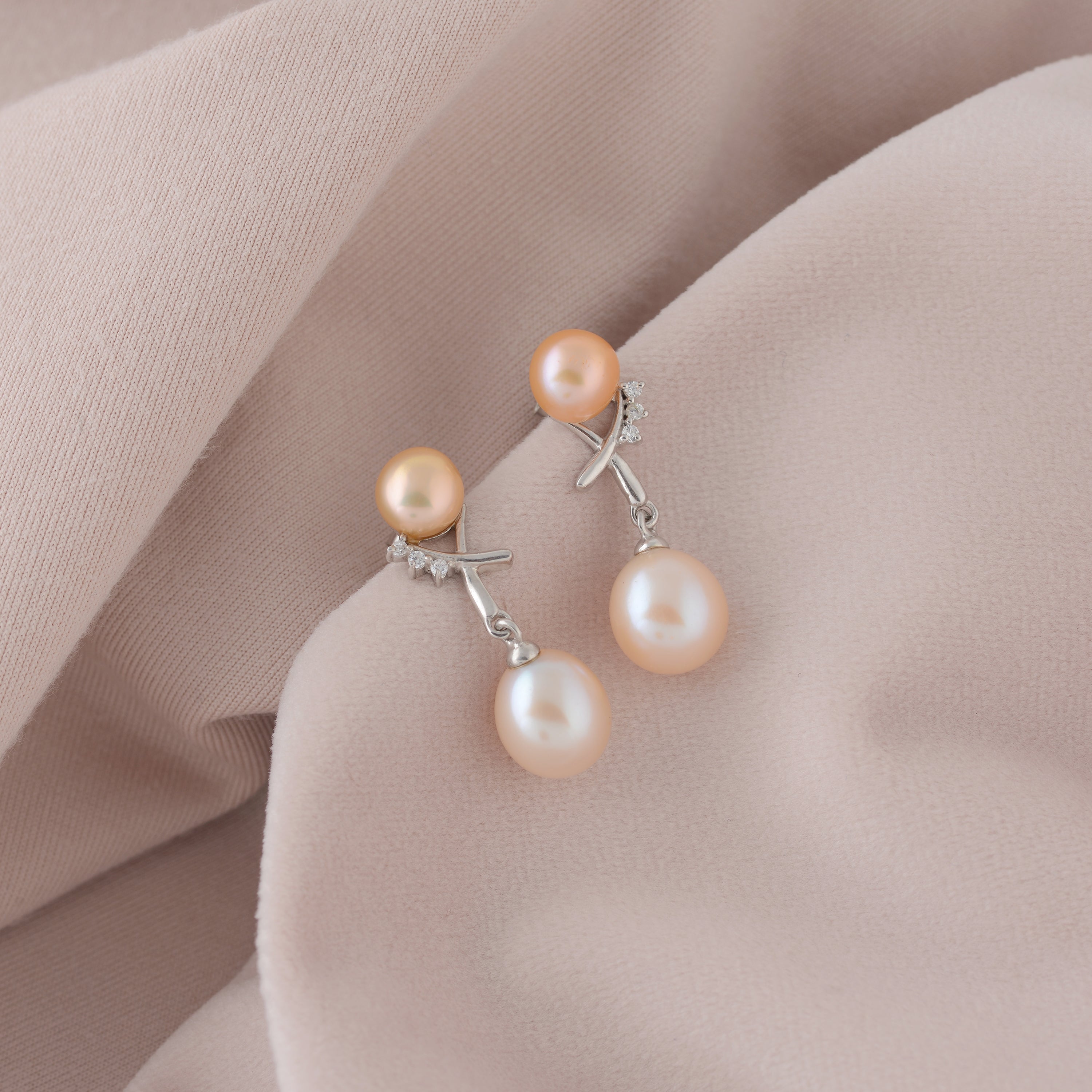 Timeless Elegance: Sterling Silver Pearl Drop Earrings - Krishna Jewellers Pearls and Gems