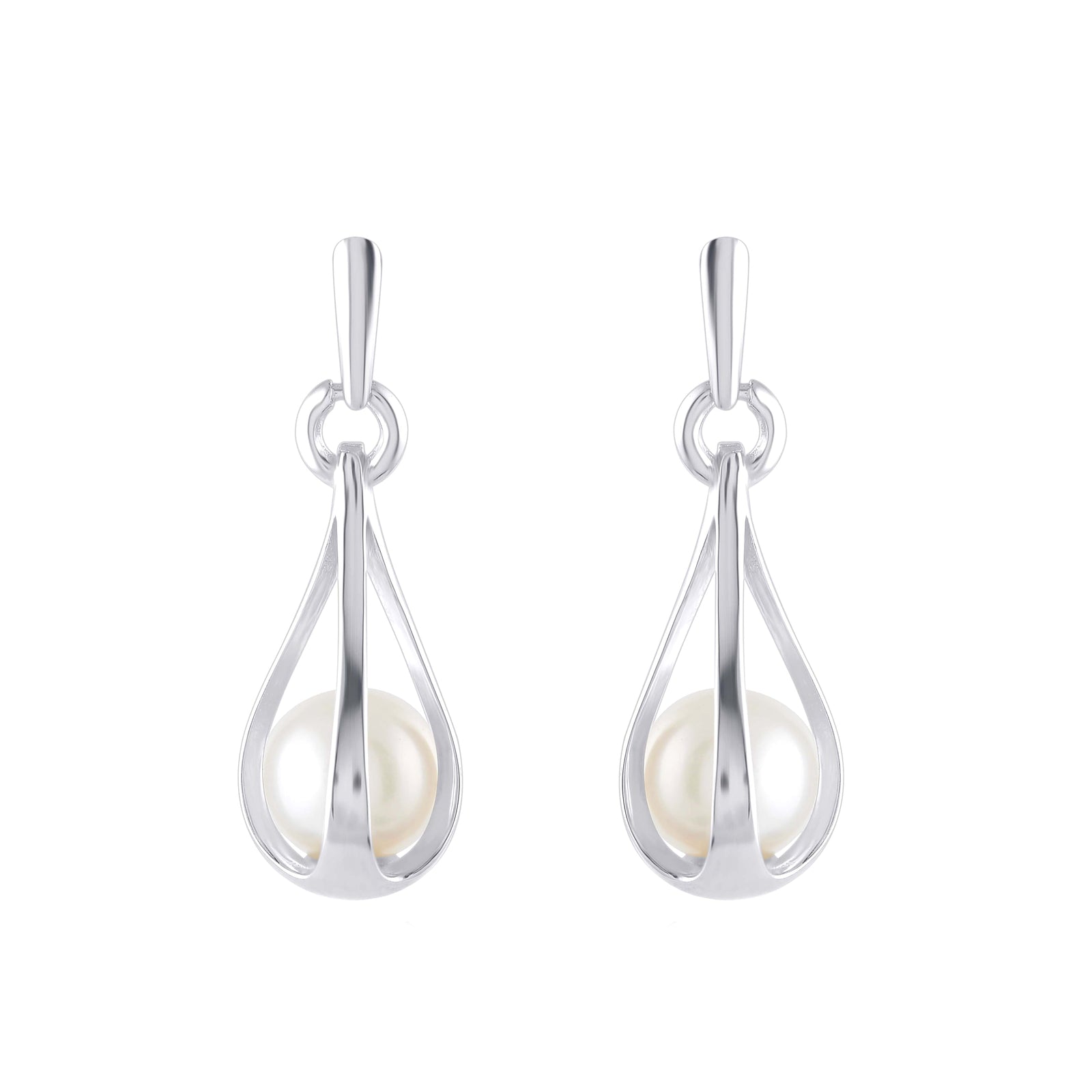 White Freshwater Cultured Pearl Earrings - Krishna Jewellers Pearls and Gems