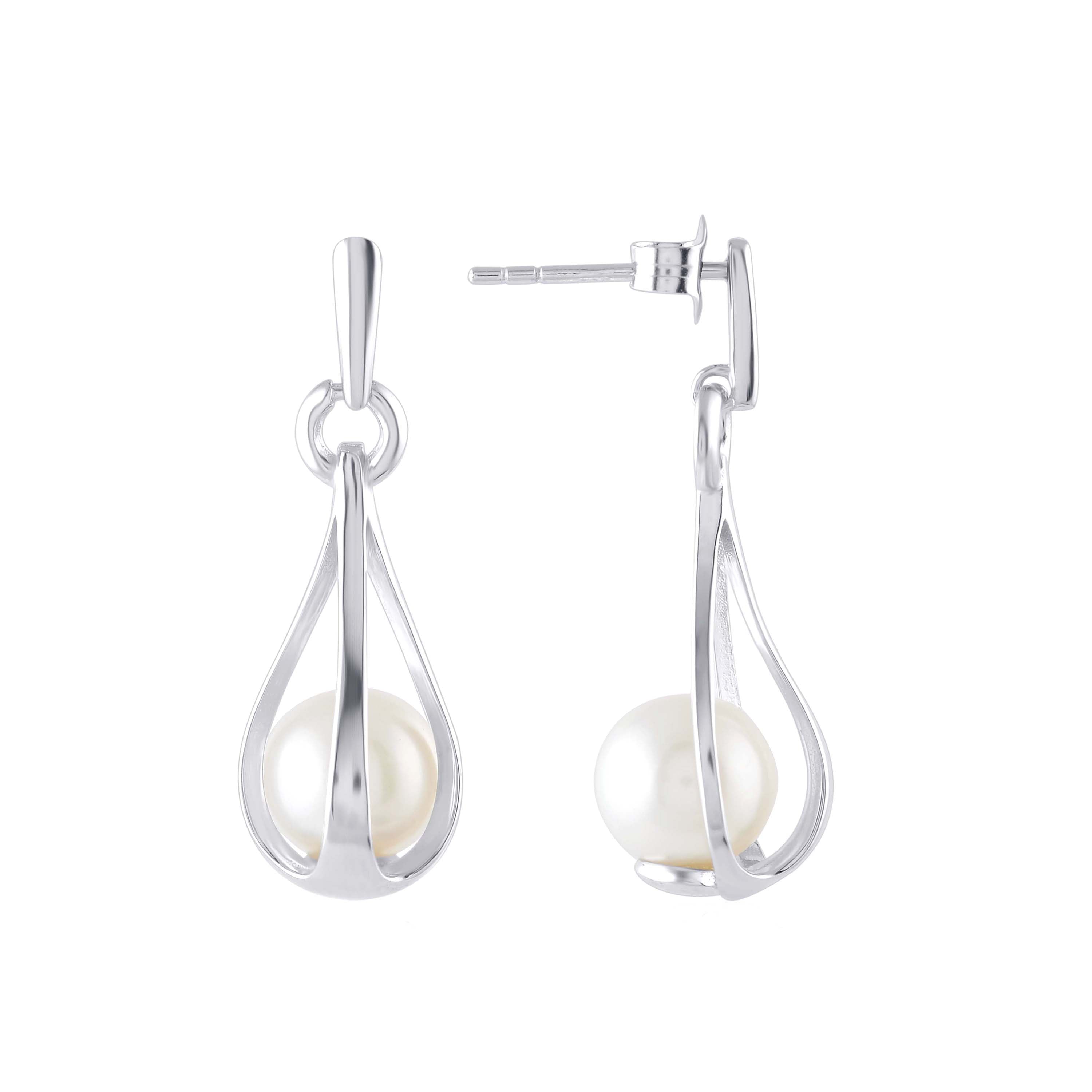 White Freshwater Cultured Pearl Earrings - Krishna Jewellers Pearls and Gems