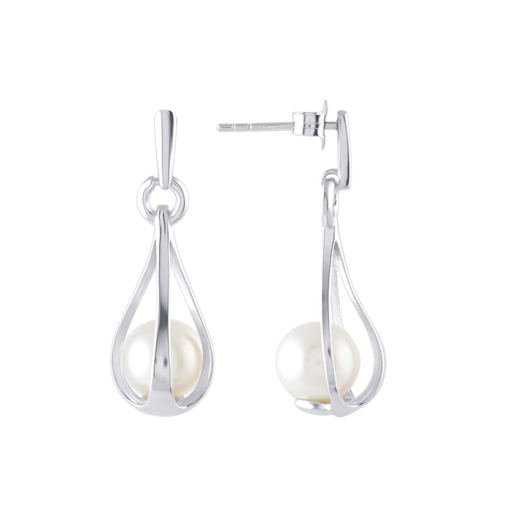 White Freshwater Cultured Pearl Earrings - Krishna Jewellers Pearls and Gems