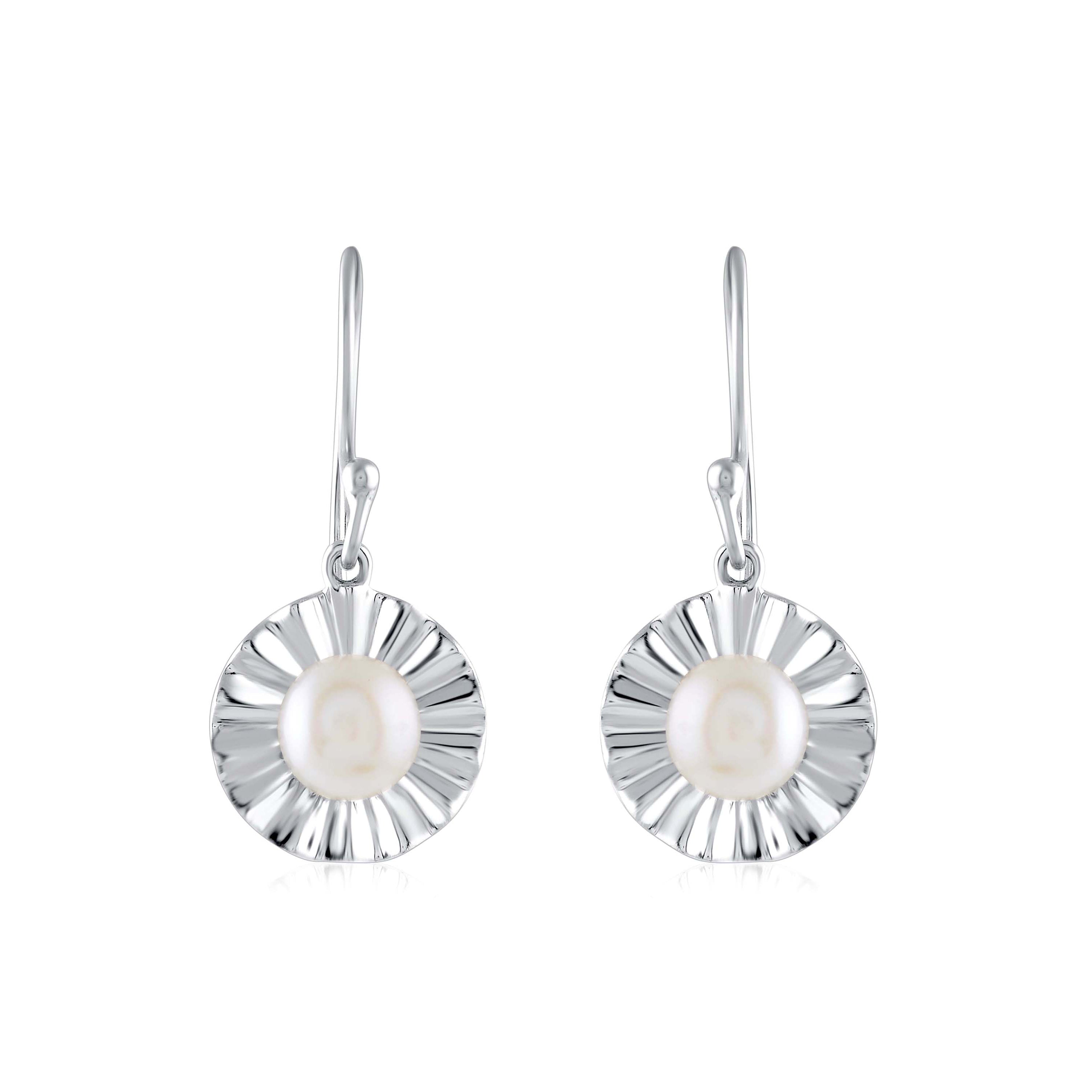Sterling Silver Flower Design Earring - Krishna Jewellers Pearls and Gems