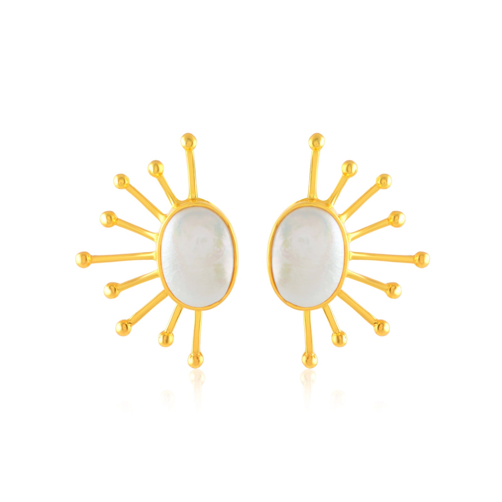 Gilded Half-sunflower Pearl Studs - Krishna Jewellers Pearls and Gems