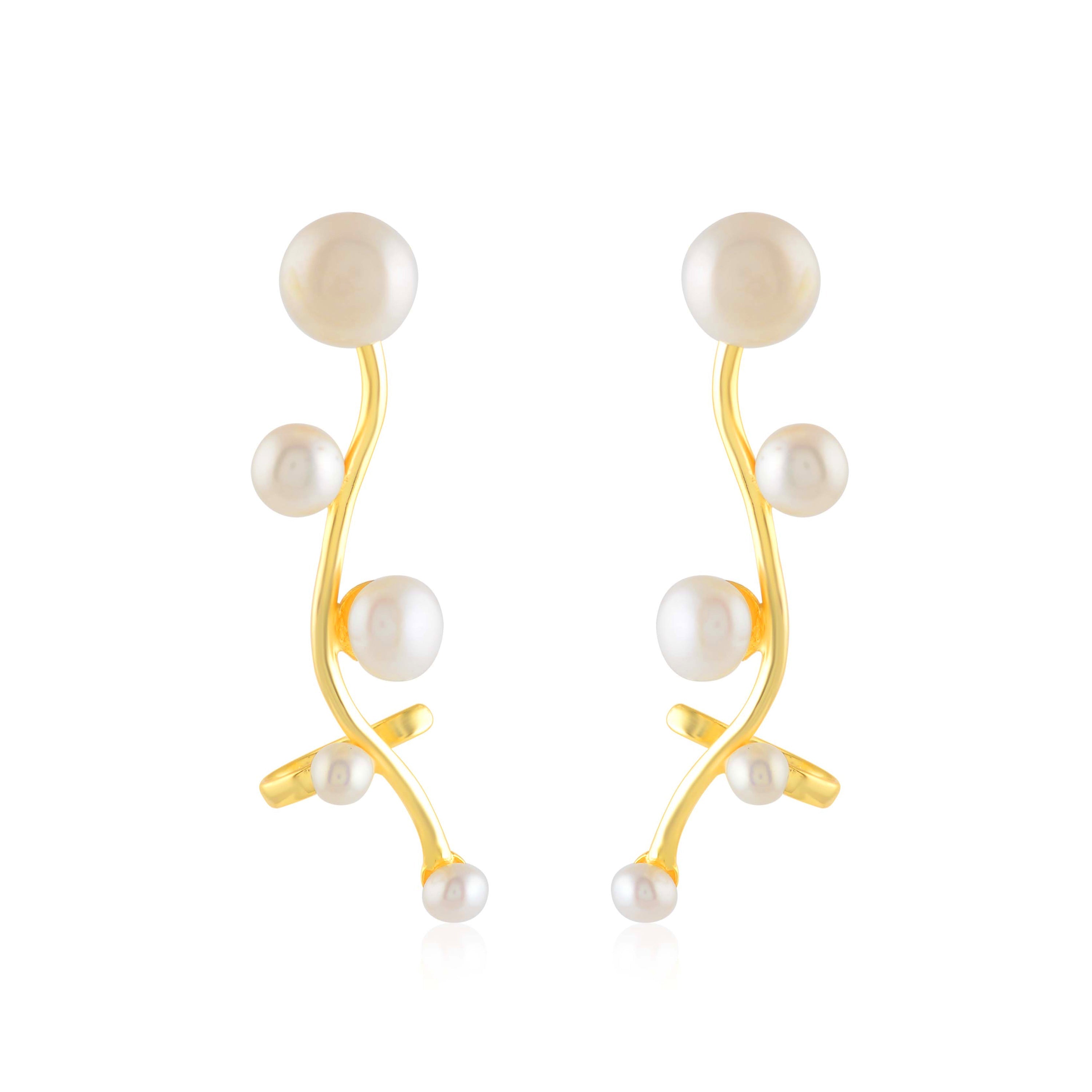 Gold-plated Modern Pearl Earring - Krishna Jewellers Pearls and Gems
