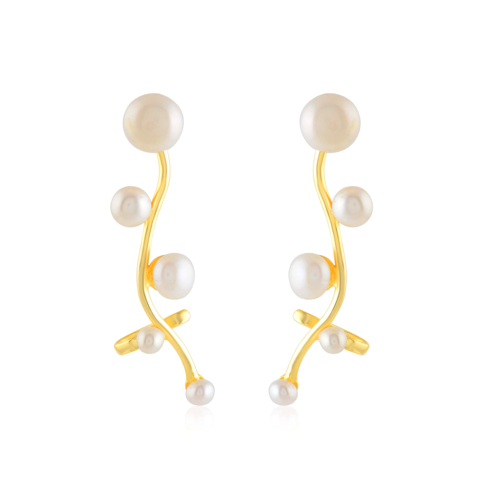 Gold-plated Modern Pearl Earring - Krishna Jewellers Pearls and Gems