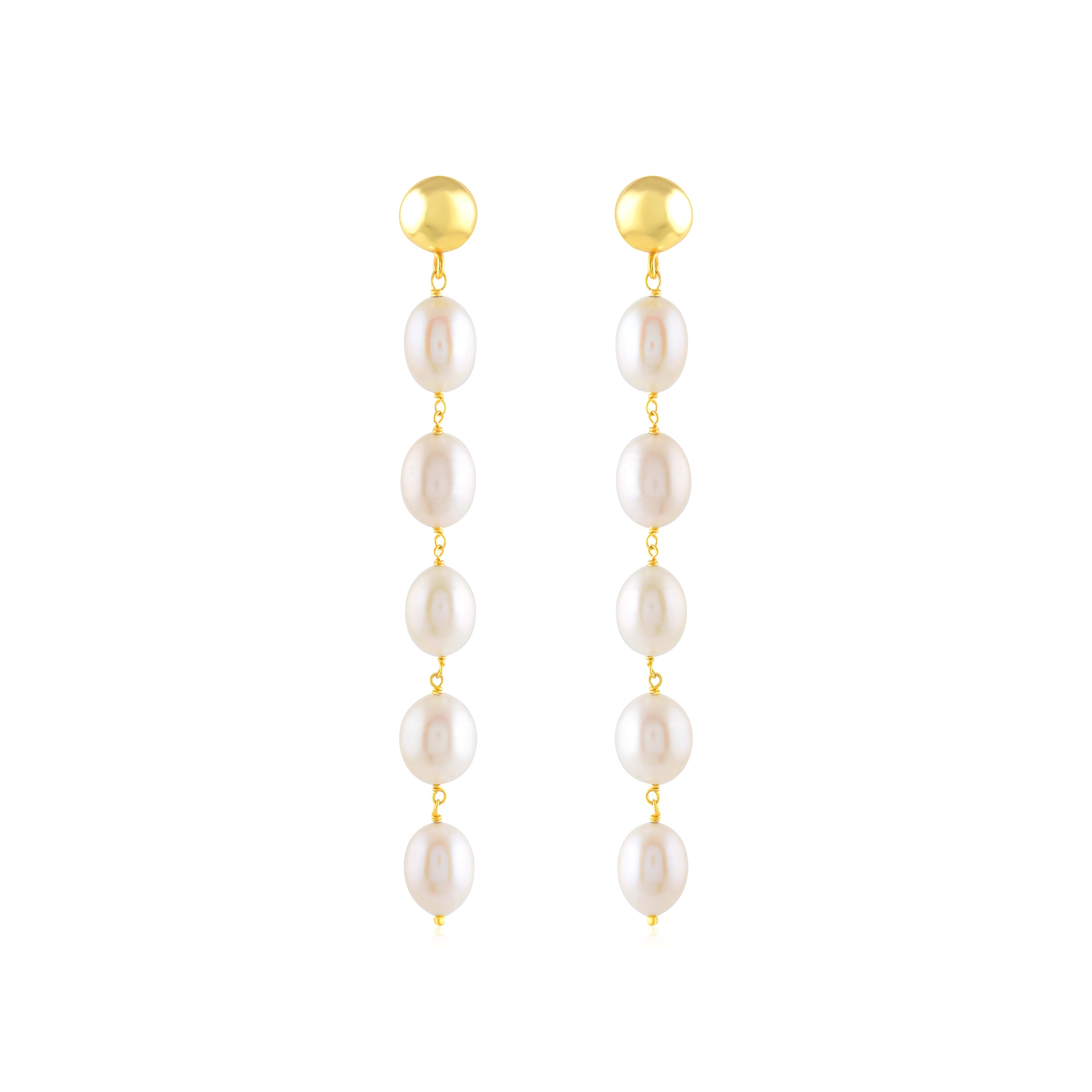 Cultured Pearl Earrings in Gold Plated Sterling Silver - Krishna Jewellers Pearls and Gems