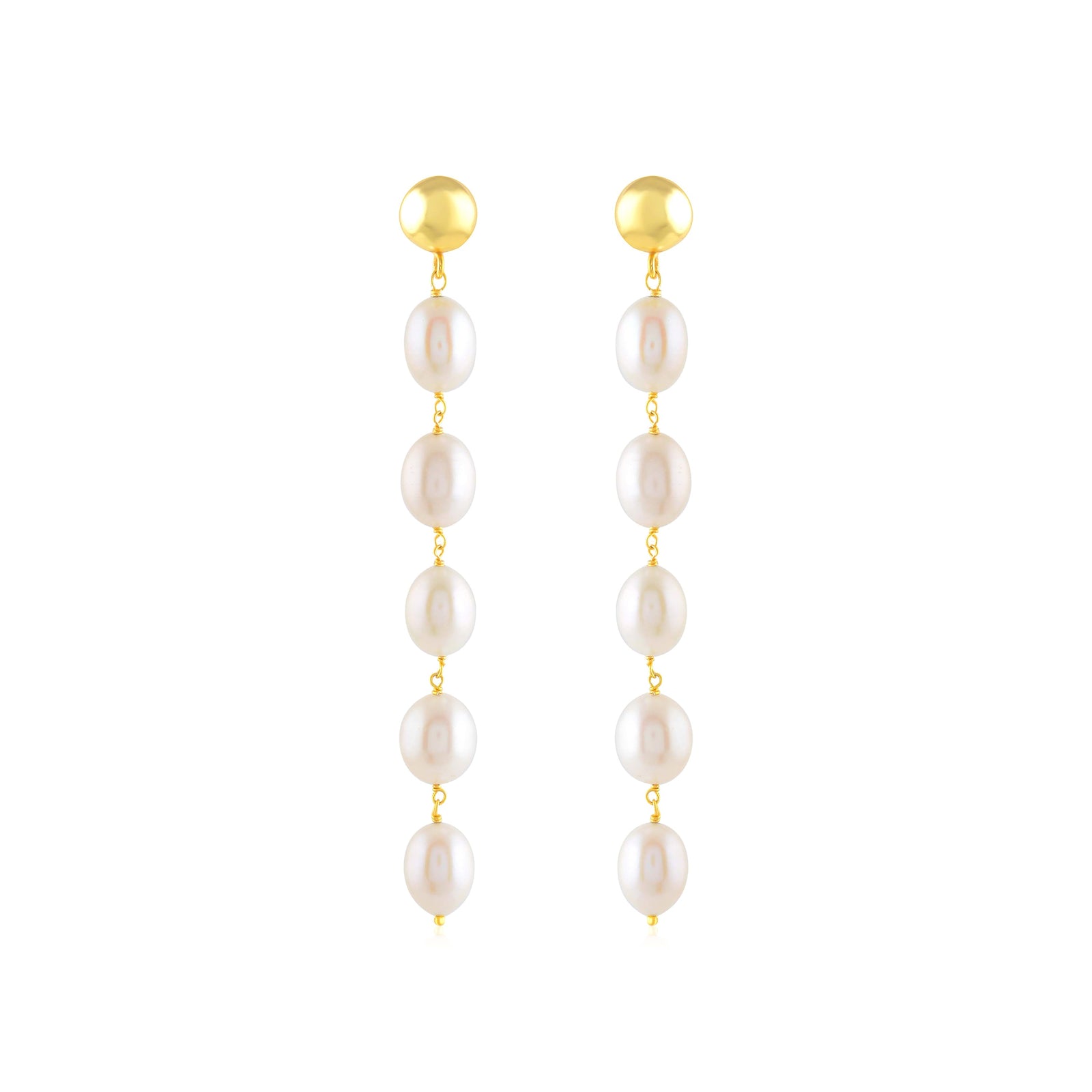 Cultured Pearl Earrings in Gold Plated Sterling Silver - Krishna Jewellers Pearls and Gems