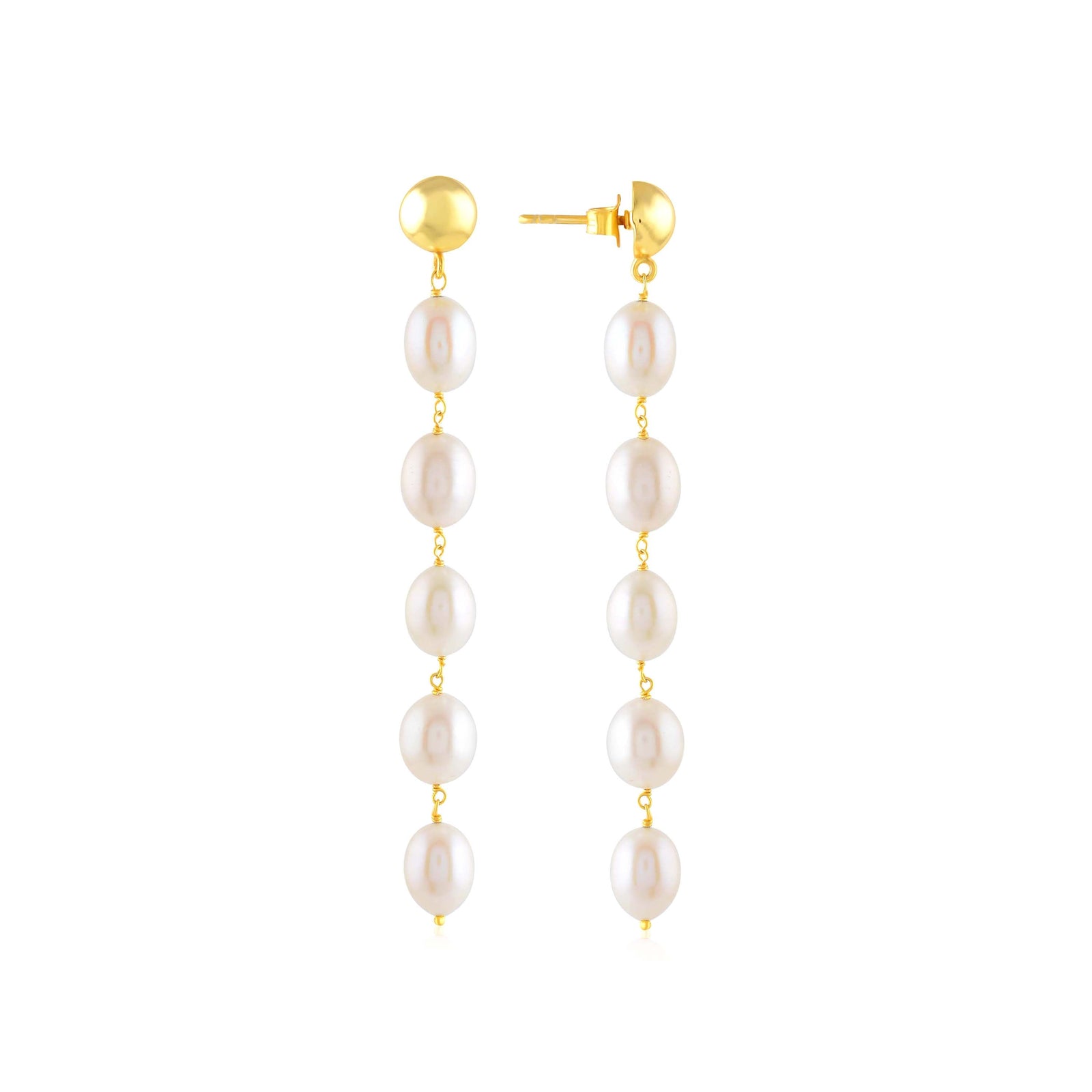 Cultured Pearl Earrings in Gold Plated Sterling Silver - Krishna Jewellers Pearls and Gems
