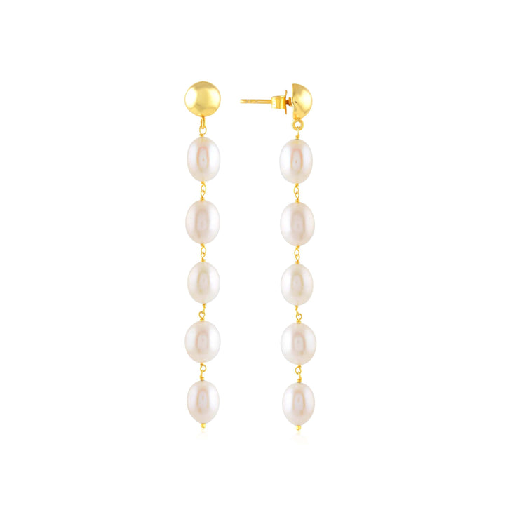 Cultured Pearl Earrings in Gold Plated Sterling Silver - Krishna Jewellers Pearls and Gems
