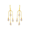 Trendy Yellow Gold Hanging Pearl Earrings