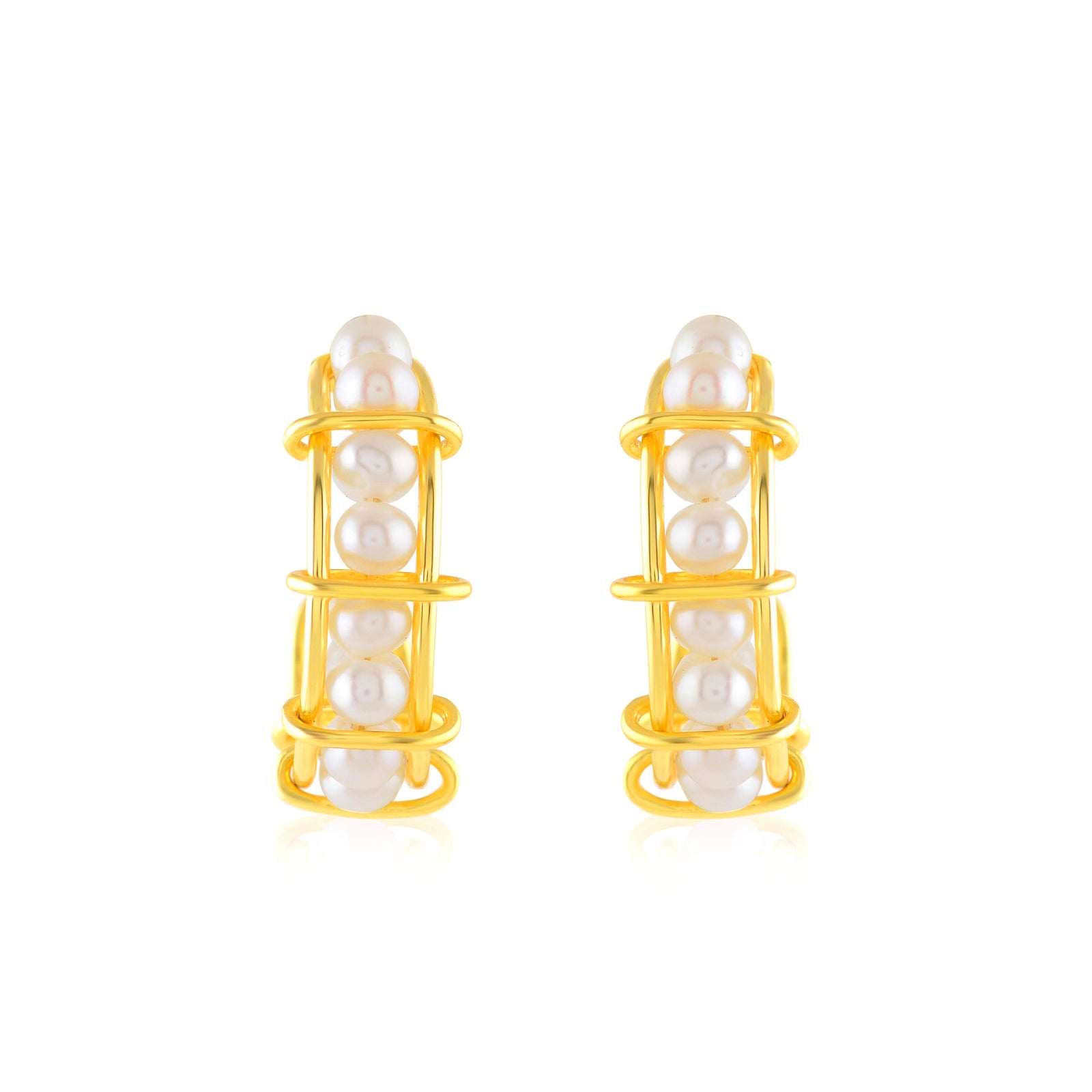 Freshwater Cultured Pearl Hoop Earrings - Krishna Jewellers Pearls and Gems