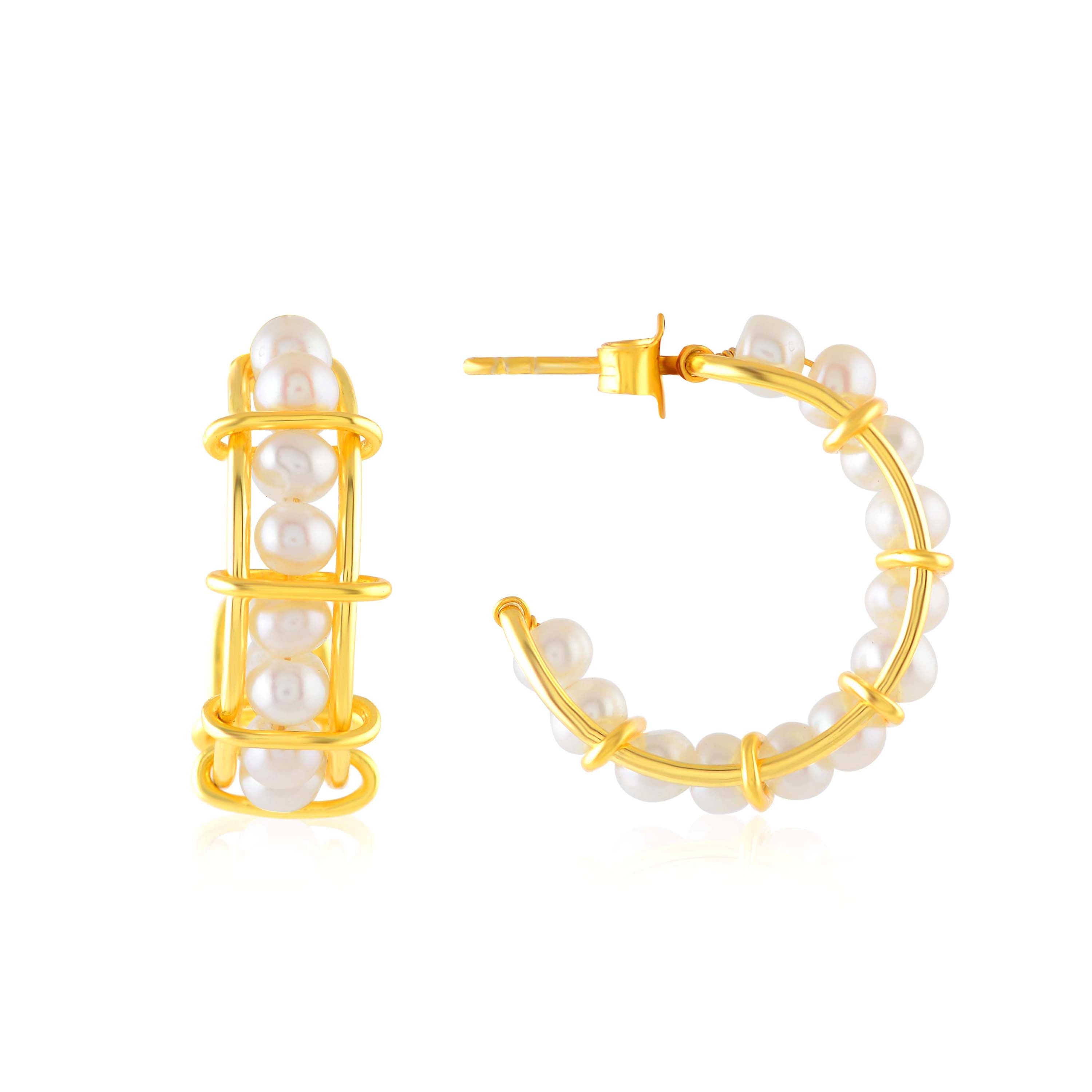 Freshwater Cultured Pearl Hoop Earrings - Krishna Jewellers Pearls and Gems