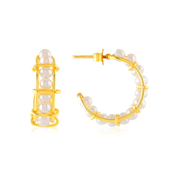 Freshwater Cultured Pearl Hoop Earrings - Krishna Jewellers Pearls and Gems