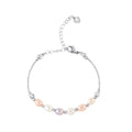 Charming Sterling Silver Bracelet With Multi Color Pearls