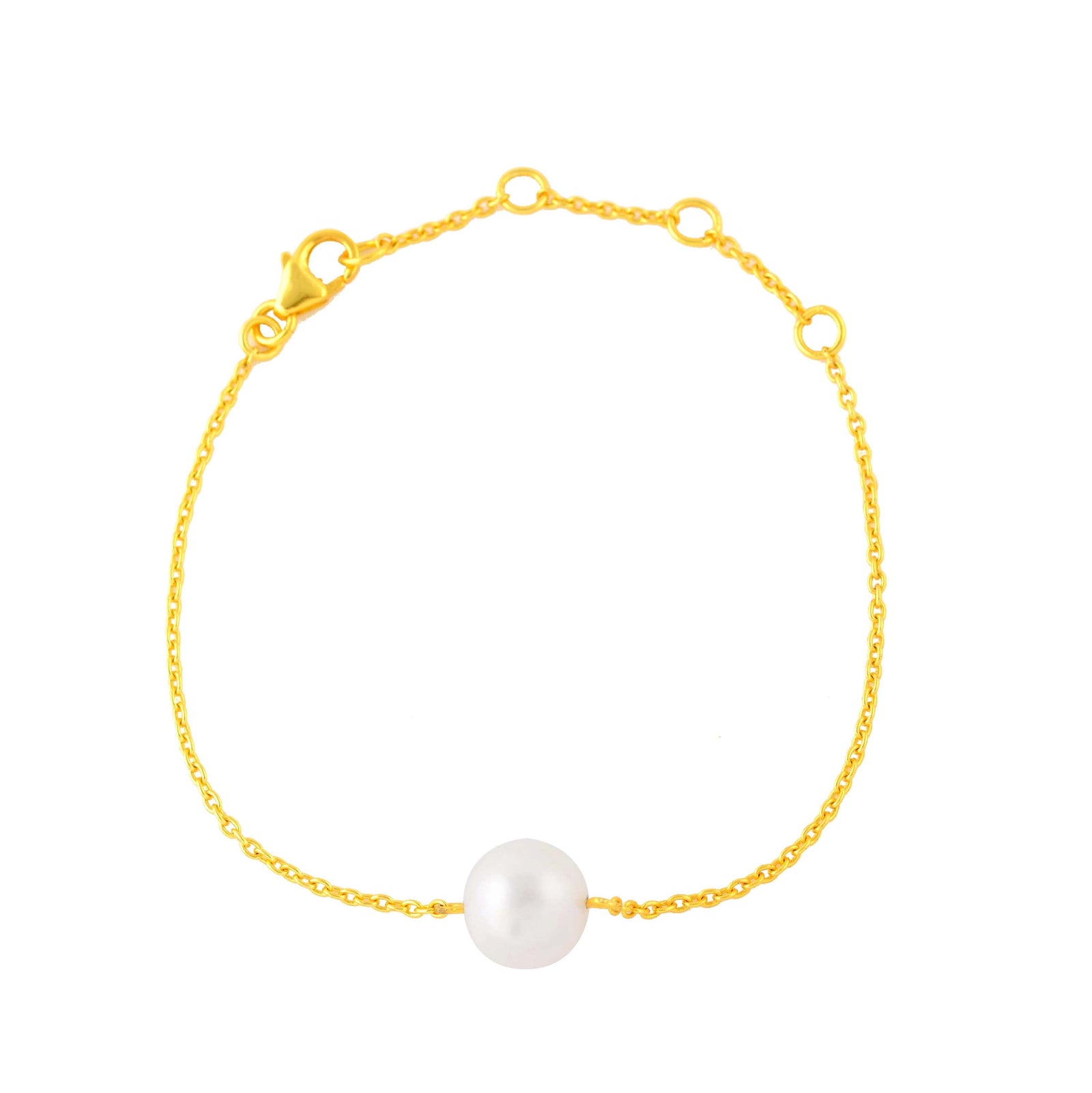 Elegant  Gold Polish Freshwater Pearl Bracelet - Krishna Jewellers Pearls and Gems