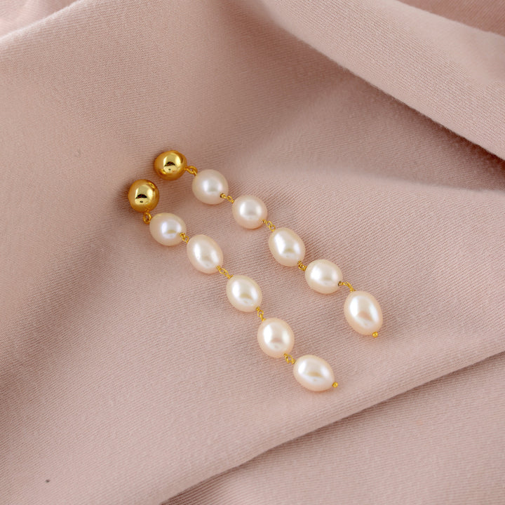 Cultured Pearl Earrings in Gold Plated Sterling Silver - Krishna Jewellers Pearls and Gems