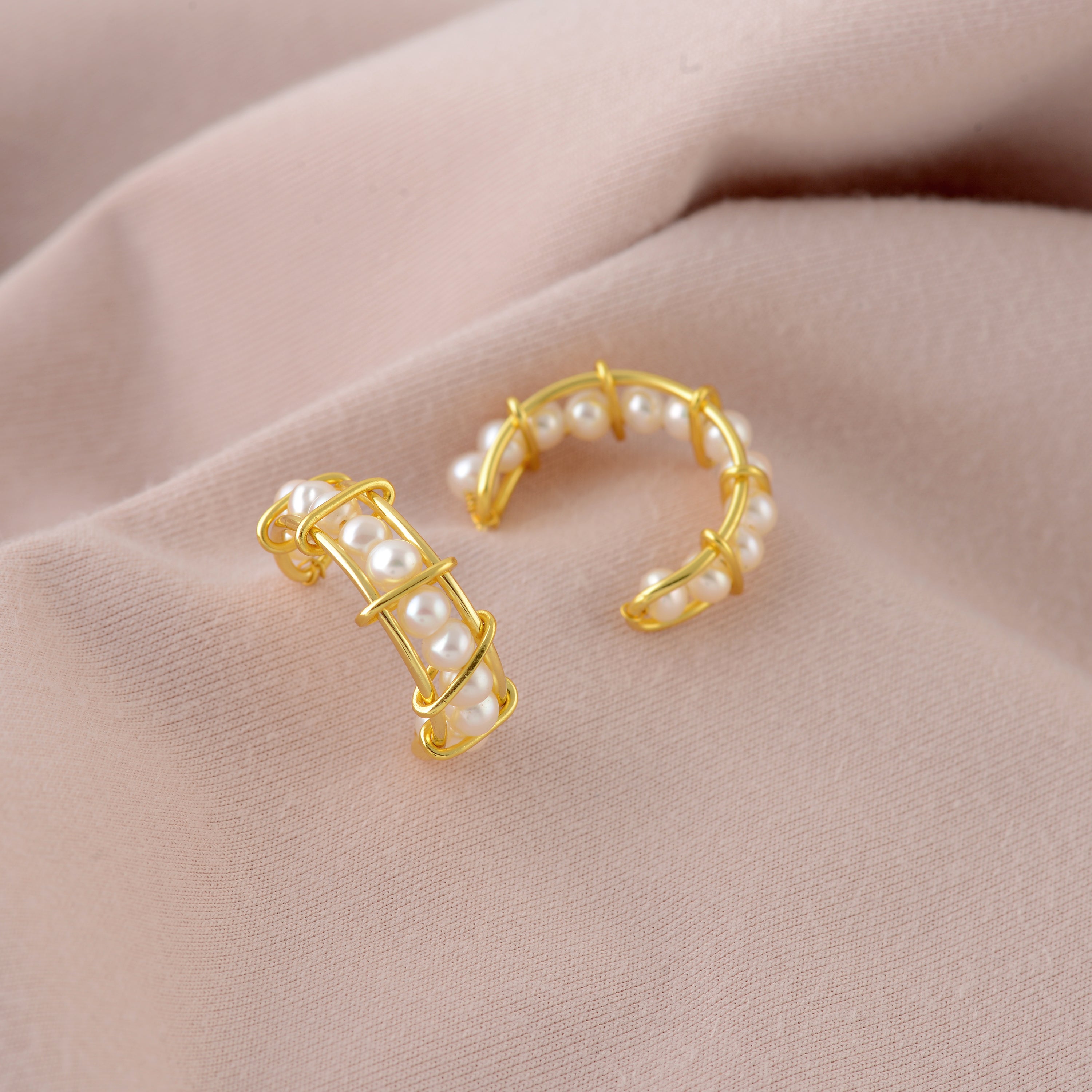 Freshwater Cultured Pearl Hoop Earrings - Krishna Jewellers Pearls and Gems