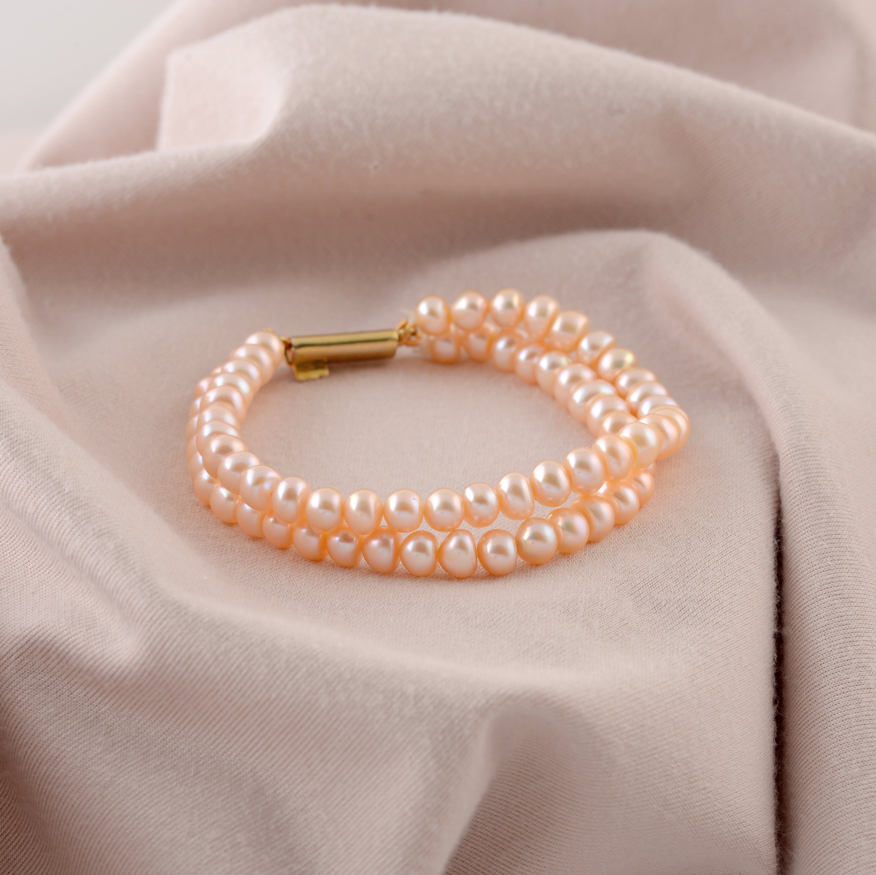 Blush Double strand Pink Freshwater Pearl Bracelet - Krishna Pearls