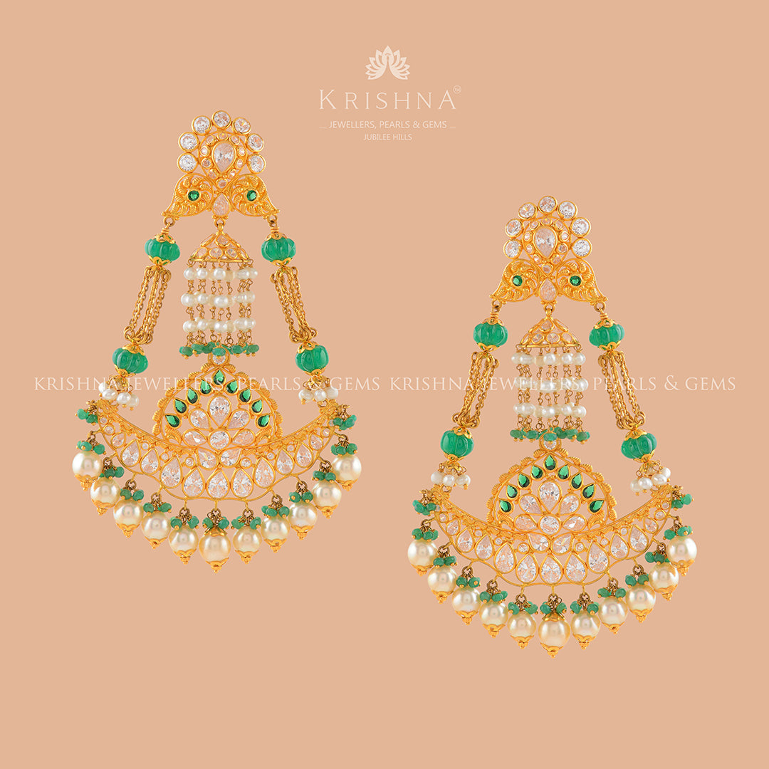Kshetrani Gold Hanging Tops - Krishna Jewellers Pearls and Gems