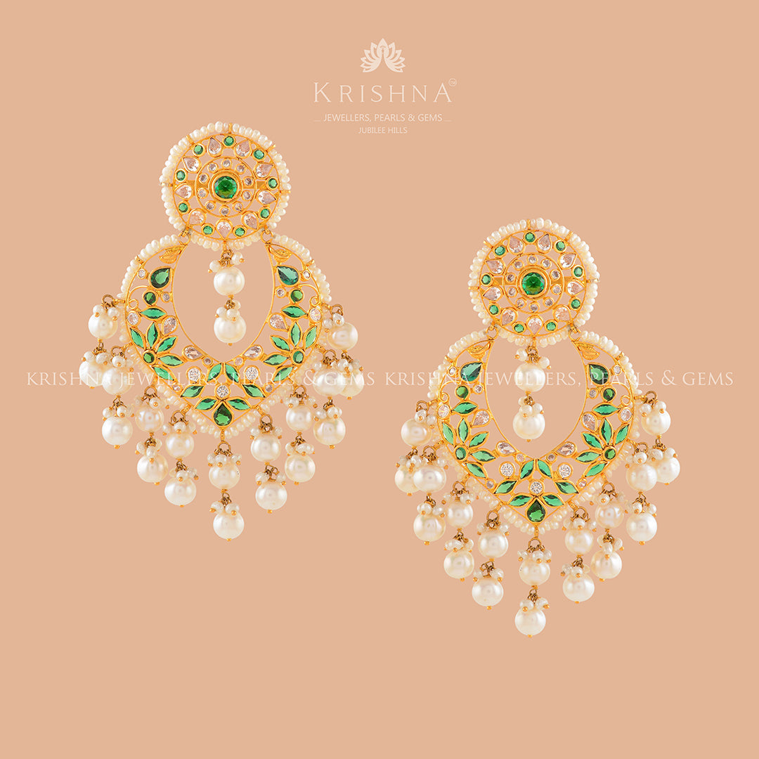 Eccentric Gold Pearl Chandbali Tops - Krishna Jewellers Pearls and Gems