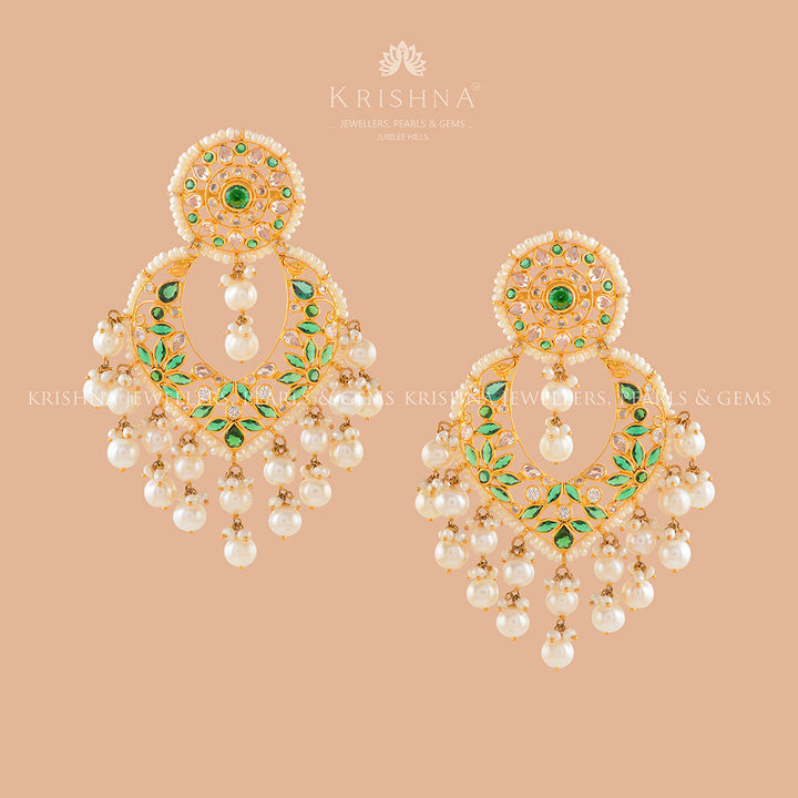 Eccentric Gold Pearl Chandbali Tops - Krishna Jewellers Pearls and Gems